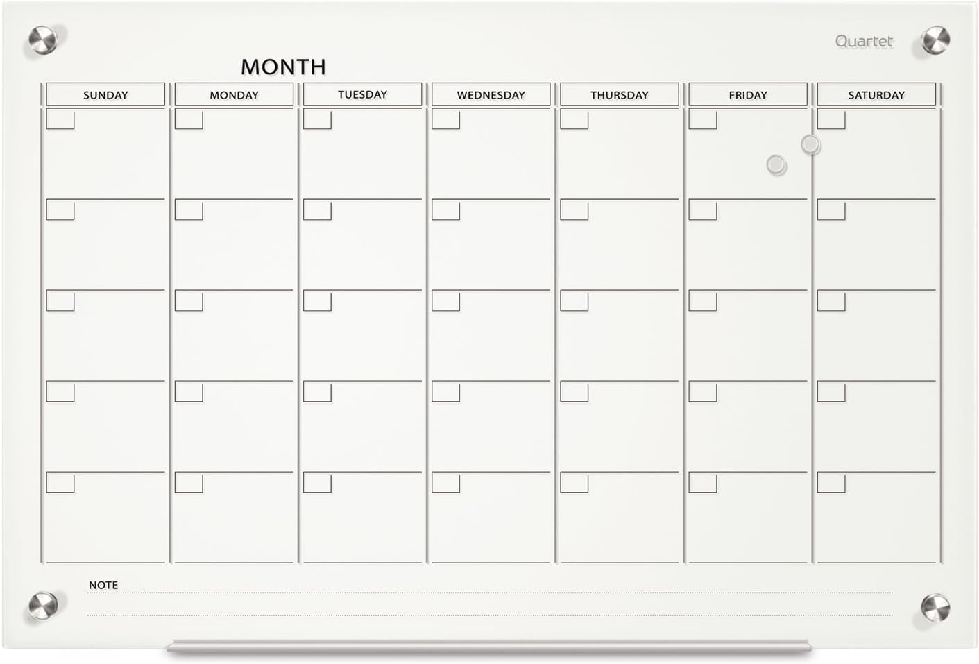 image:imageQuartet Dry Erase White Board 36W x 24H Glass Calendar Magnetic Planning Board White GC2418F36W x 24H