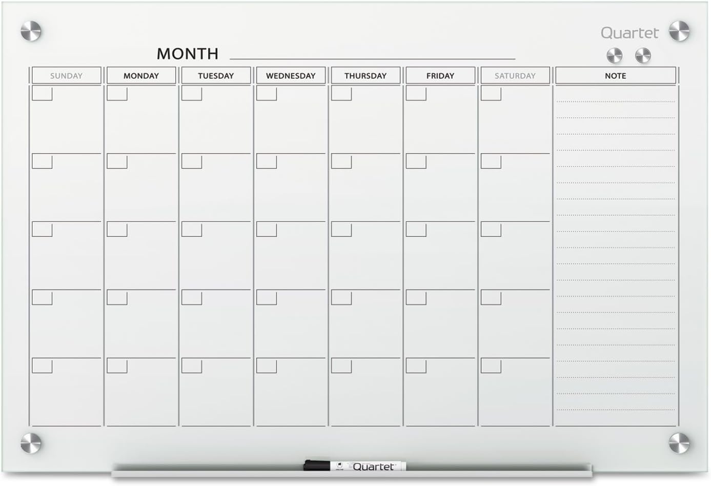 image:imageQuartet Dry Erase White Board 36W x 24H Glass Calendar Magnetic Planning Board White GC2418F36W x 24H