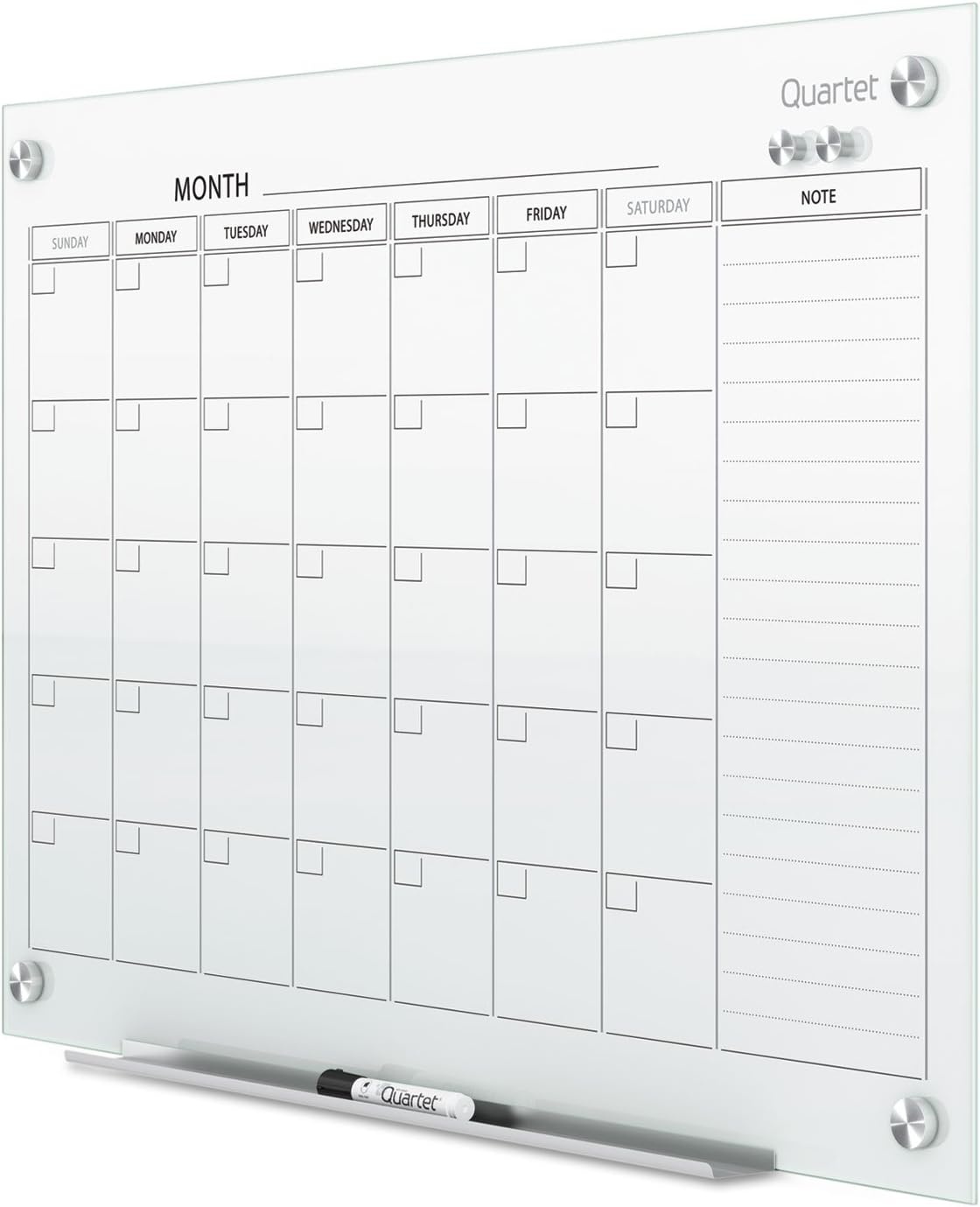 image:imageQuartet Dry Erase White Board 36W x 24H Glass Calendar Magnetic Planning Board White GC2418F36W x 24H