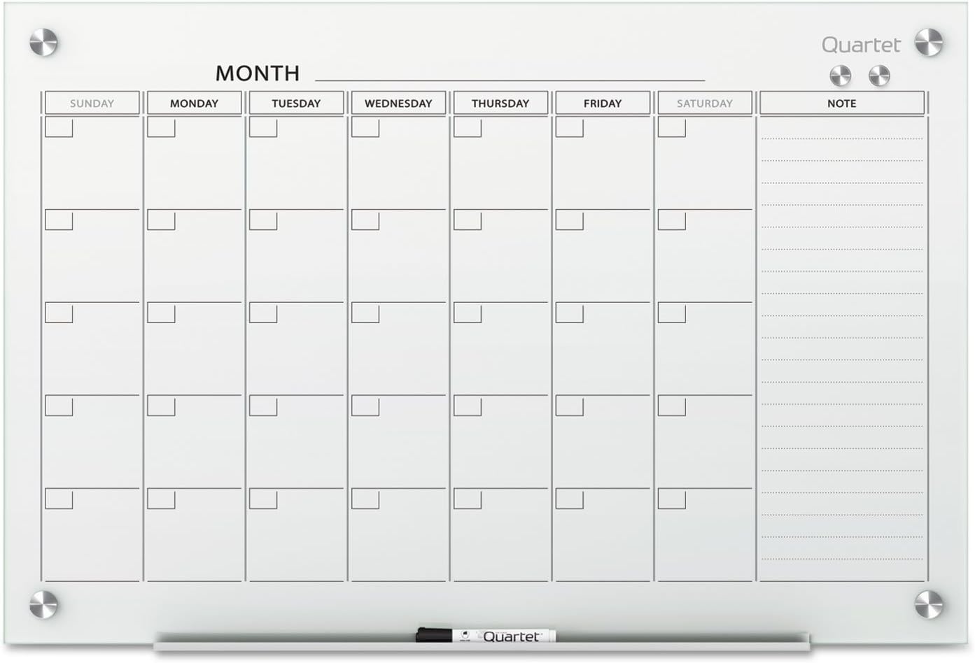 image:imageQuartet Dry Erase White Board 36W x 24H Glass Calendar Magnetic Planning Board White GC2418F48W x 36H
