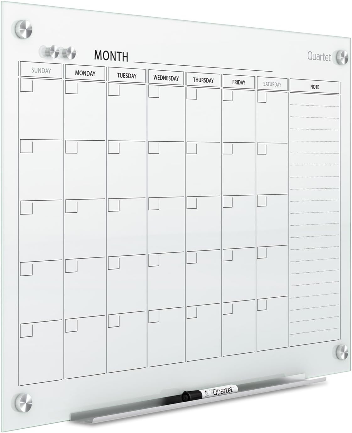 image:imageQuartet Dry Erase White Board 36W x 24H Glass Calendar Magnetic Planning Board White GC2418F48W x 36H