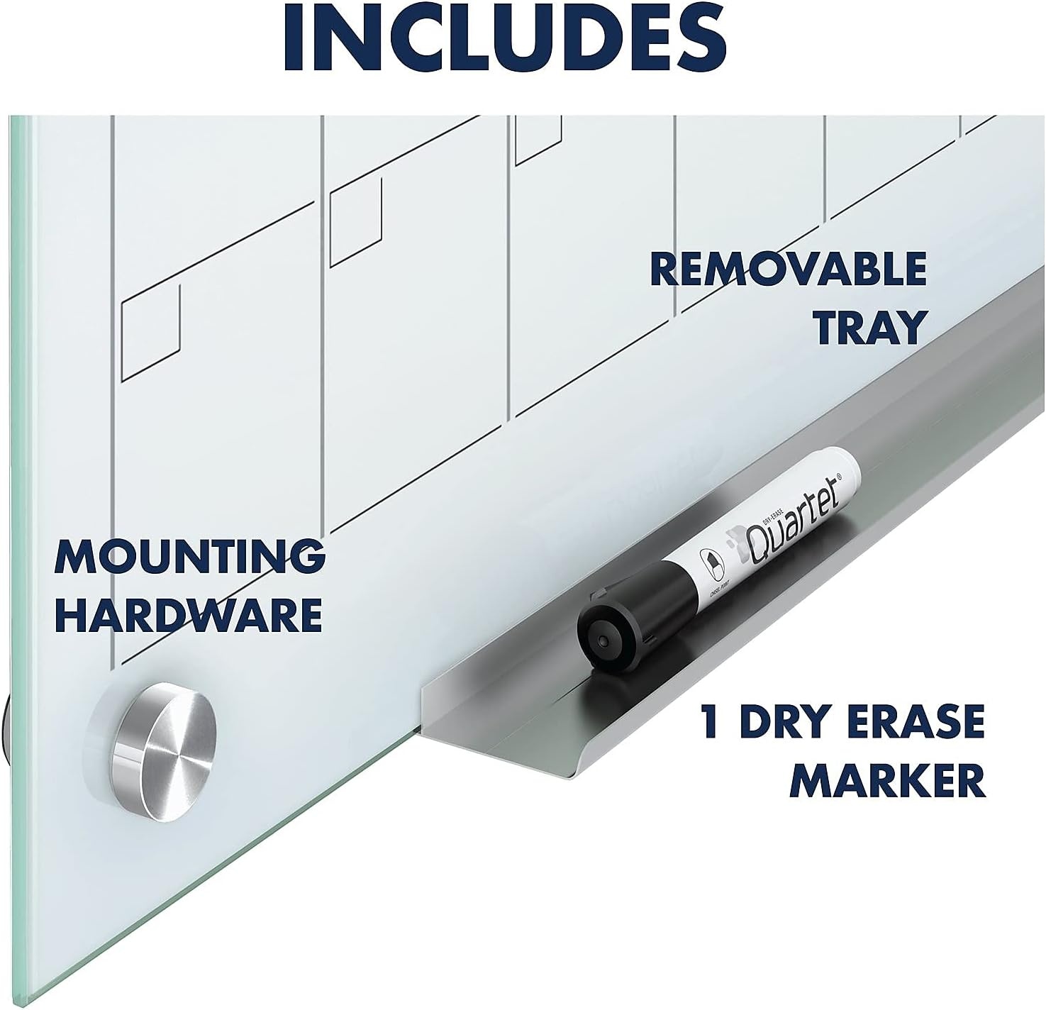 image:imageQuartet Dry Erase White Board 36W x 24H Glass Calendar Magnetic Planning Board White GC2418F48W x 36H