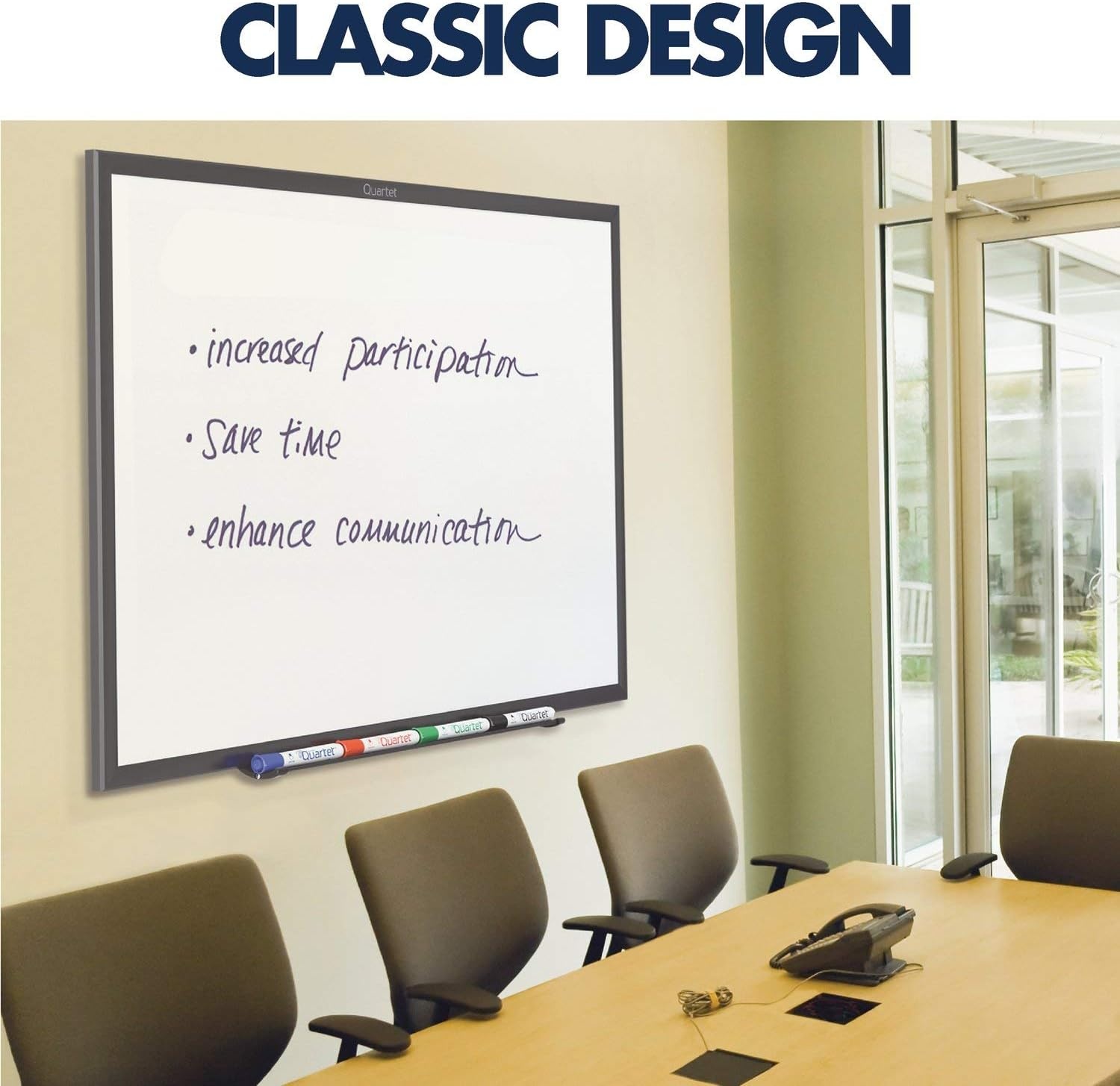image:imageQuartet Dry Erase White Board 60W x 36H Magnetic Whiteboard NanoClean Silver Aluminum Frame SM535Black