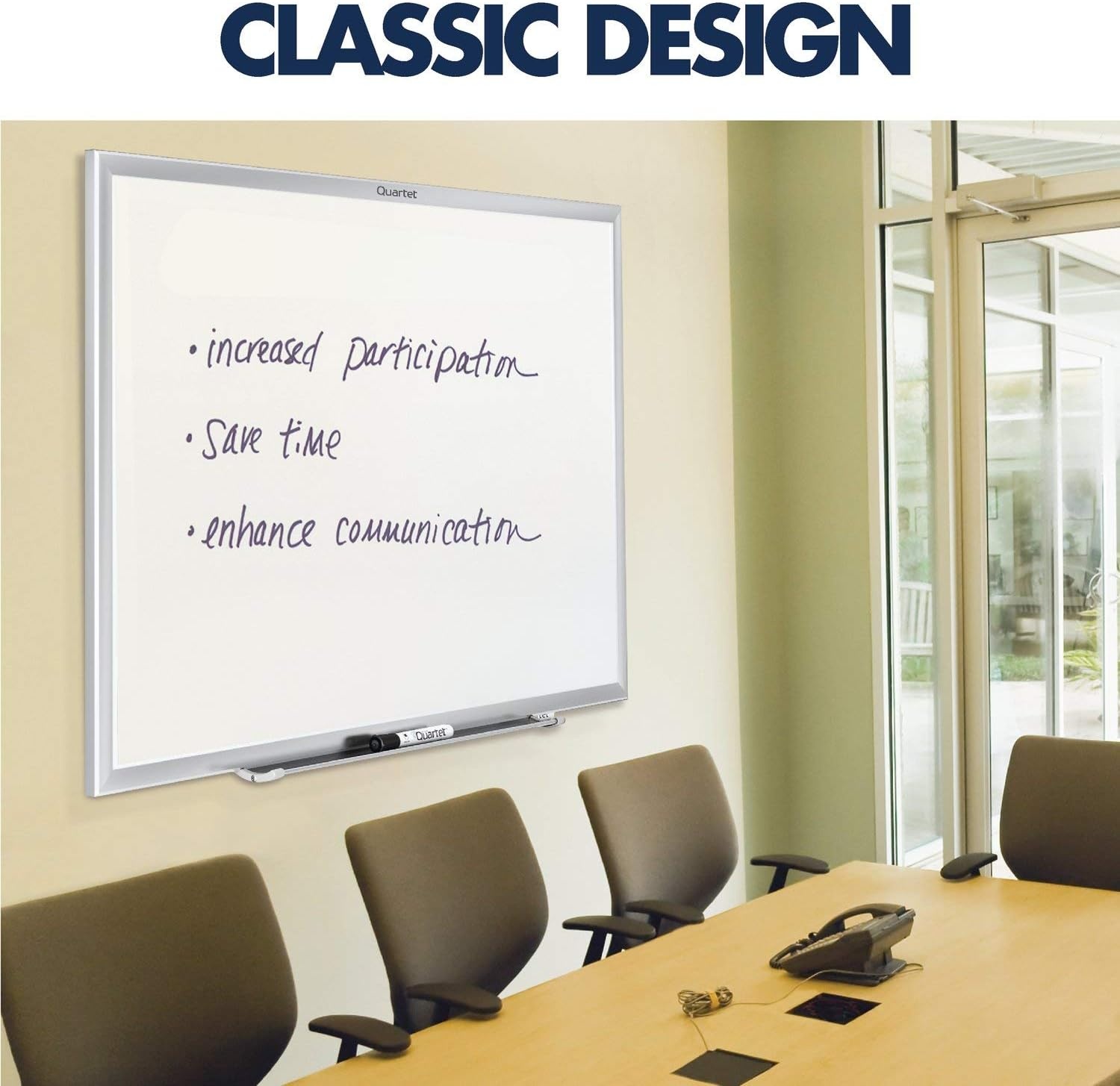 image:imageQuartet Dry Erase White Board 60W x 36H Magnetic Whiteboard NanoClean Silver Aluminum Frame SM535Silver