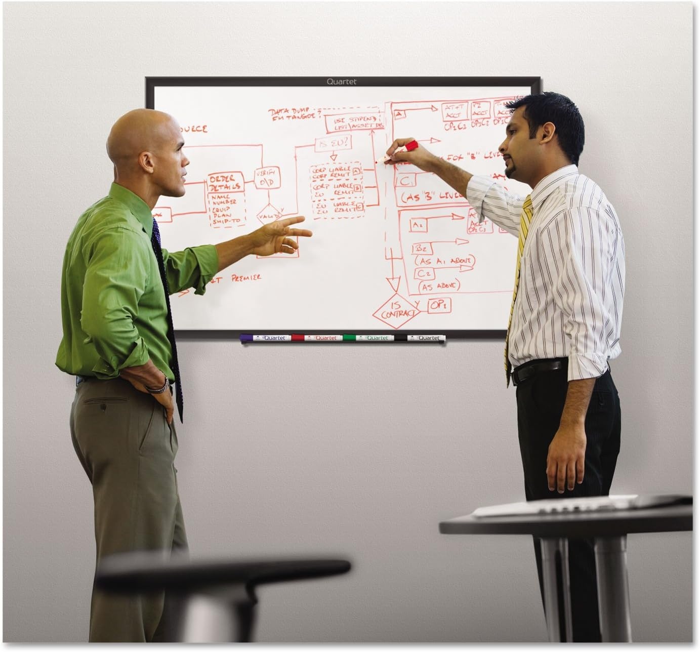 image:imageQuartet Dry Erase White Board 96W x 48H NonMagnetic Whiteboard Total Erase Silver Aluminum Frame S538Black
