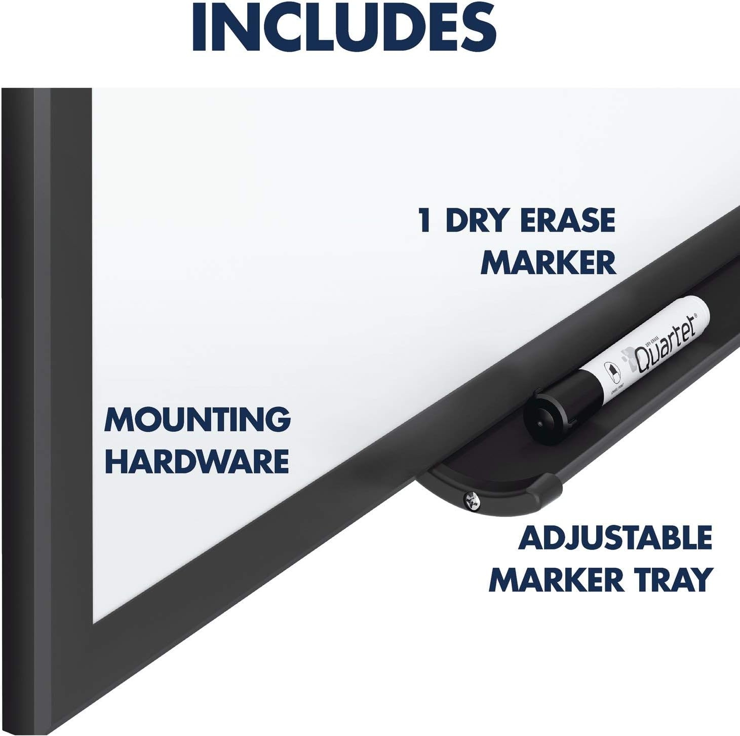 image:imageQuartet Dry Erase White Board 96W x 48H NonMagnetic Whiteboard Total Erase Silver Aluminum Frame S538Black