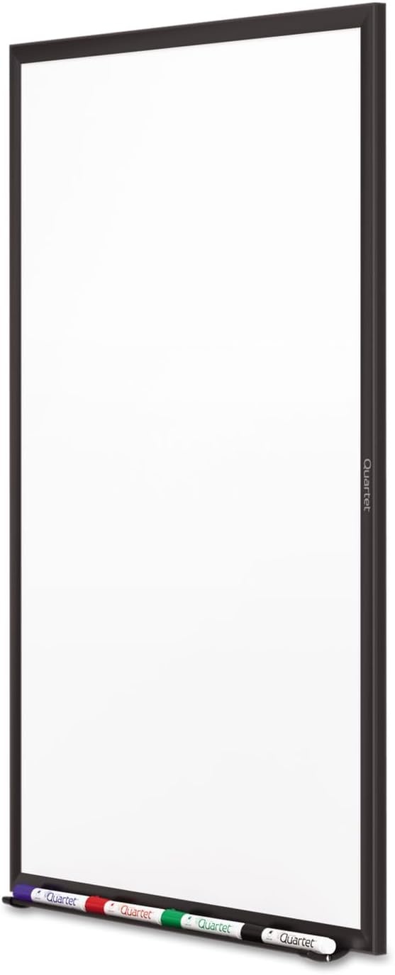 image:imageQuartet Dry Erase White Board 96W x 48H NonMagnetic Whiteboard Total Erase Silver Aluminum Frame S538Black