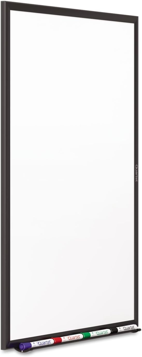 image:imageQuartet Dry Erase White Board 96W x 48H NonMagnetic Whiteboard Total Erase Silver Aluminum Frame S538Black