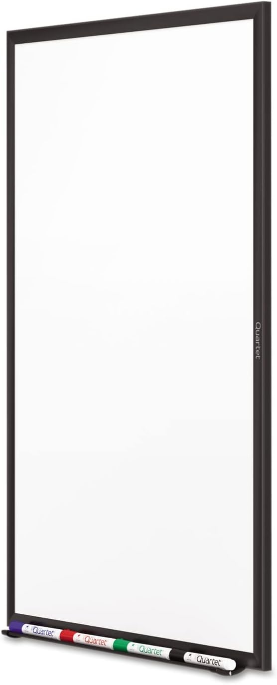 image:imageQuartet Dry Erase White Board 96W x 48H NonMagnetic Whiteboard Total Erase Silver Aluminum Frame S538Black