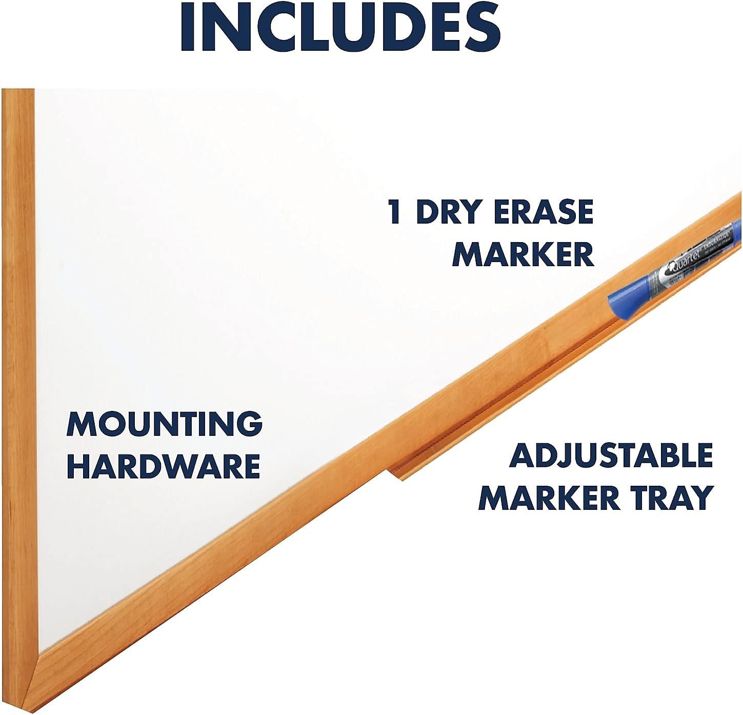 image:imageQuartet Dry Erase White Board 96W x 48H NonMagnetic Whiteboard Total Erase Silver Aluminum Frame S538Oak