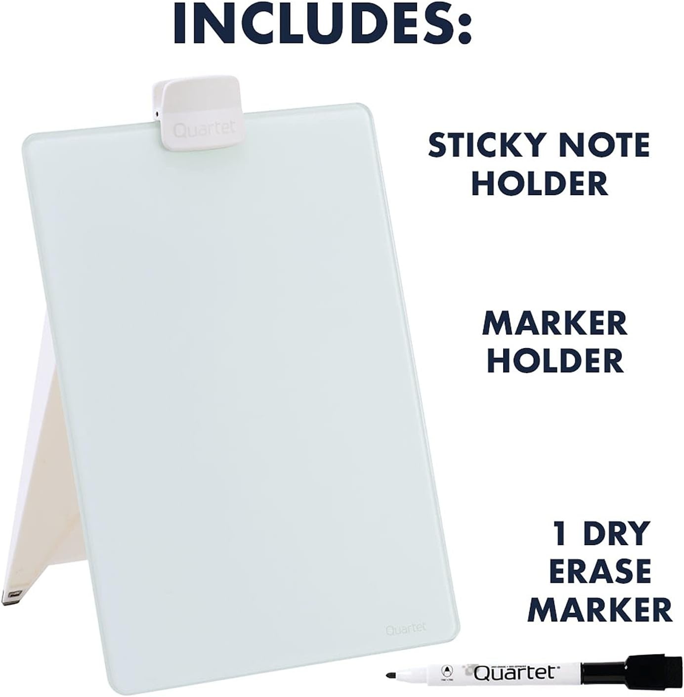 image:imageQuartet Dry Erase White Board 9W x 11H Desktop Glass Pad with Removable Clip and Marker White GDE119