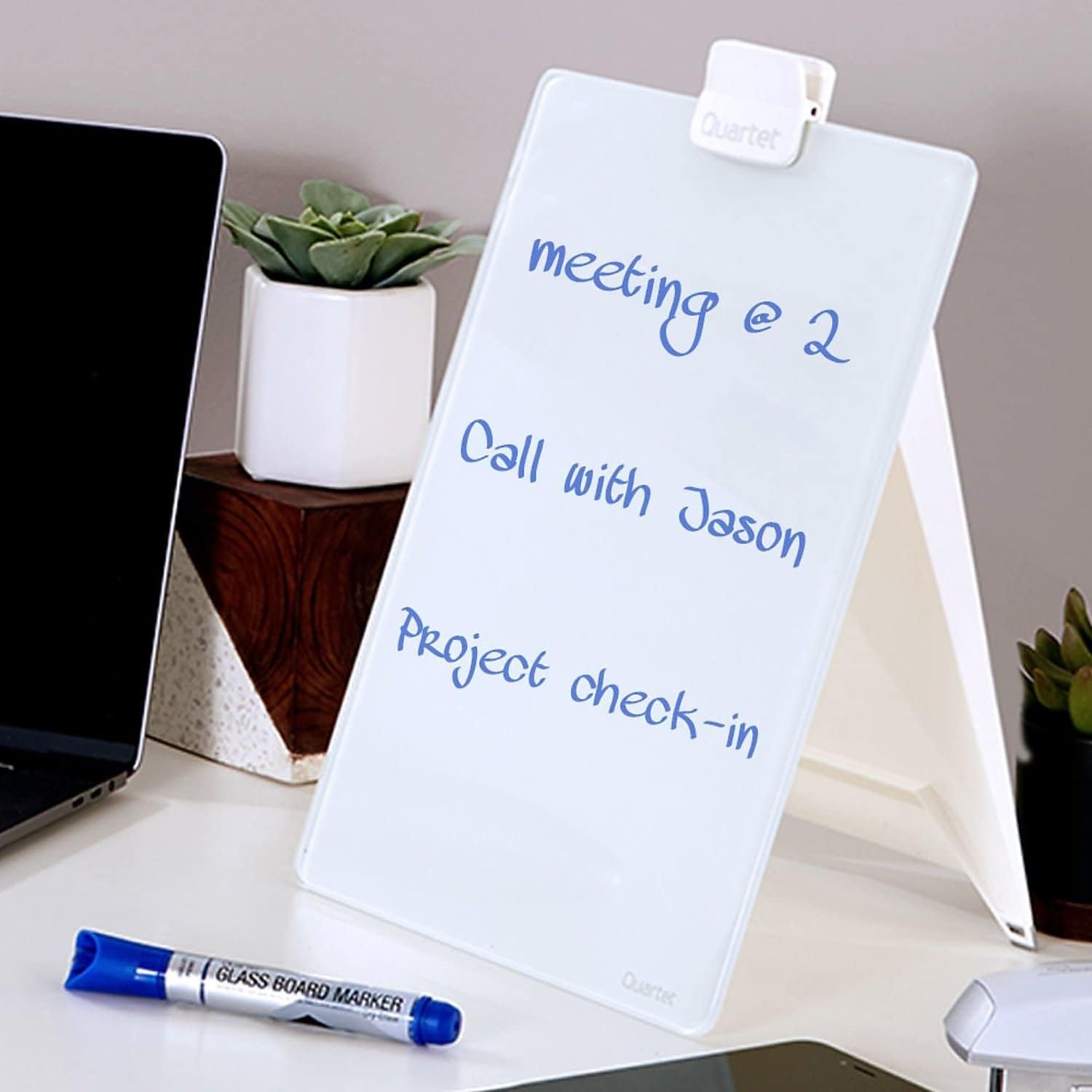 image:imageQuartet Dry Erase White Board 9W x 11H Desktop Glass Pad with Removable Clip and Marker White GDE119