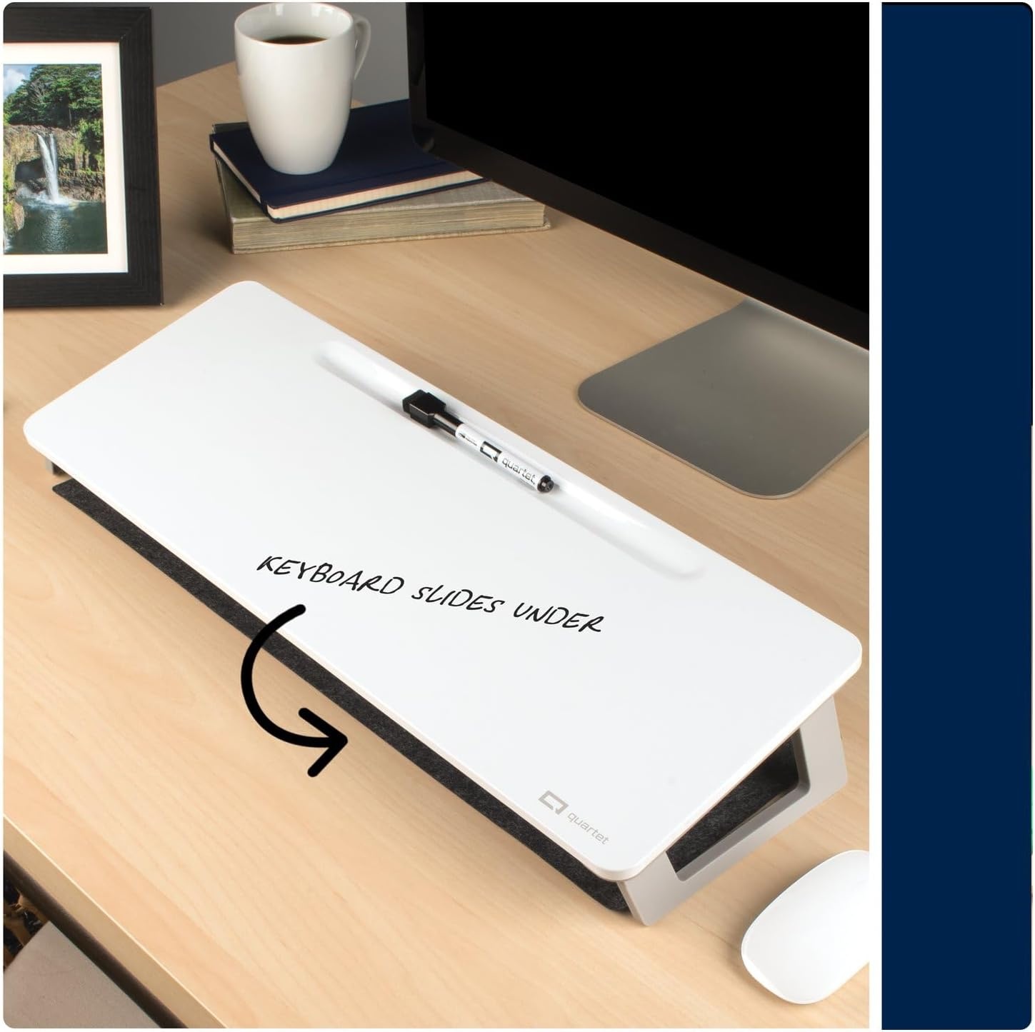 image:imageQuartet Dry Erase White Board Magnetic Desktop Computer Pad for Notetaking 21 x 734 Whiteboard 1 Dry Erase Marker and Keyboard Pad White Surface Q090F01R