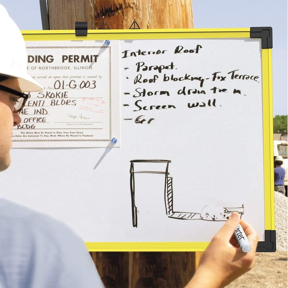 image:imageQuartet Dry Erase Whiteboard Magnetic White Board 18 x 24 Plastic Frame Industrial Yellow 72412012W x 9H