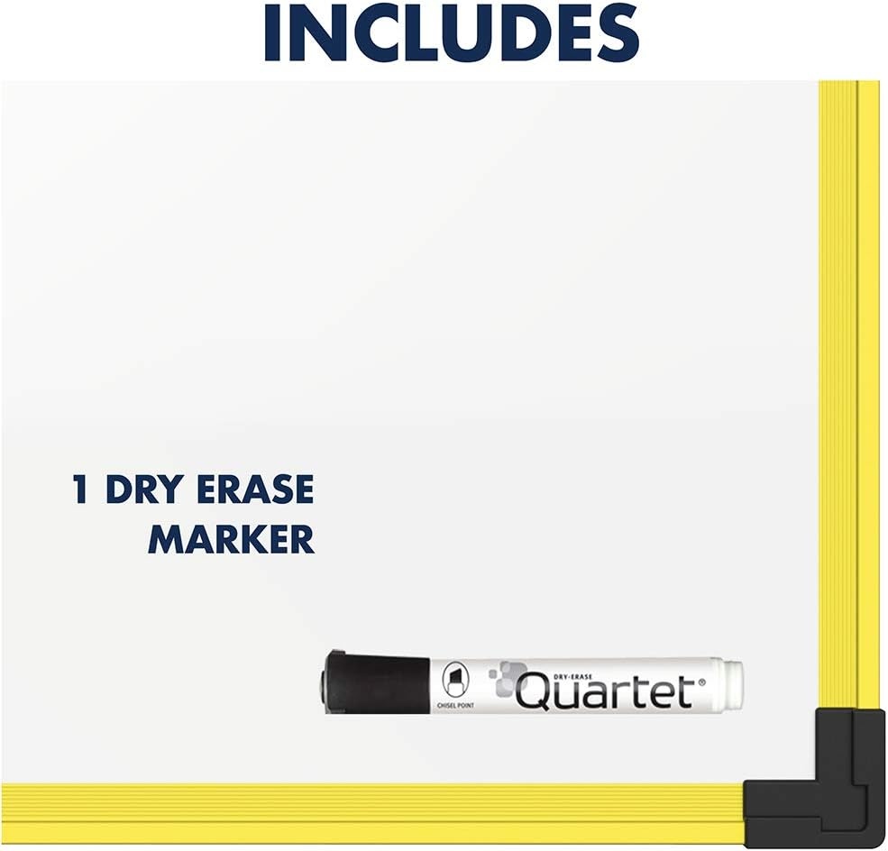 image:imageQuartet Dry Erase Whiteboard Magnetic White Board 18 x 24 Plastic Frame Industrial Yellow 72412036W x 24H