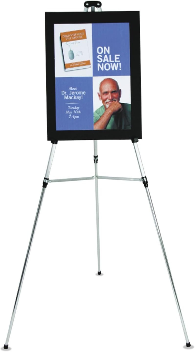 image:imageQuartet Easel Aluminum Lightweight Telescoping 66 Max Height Supports 25 lbs Black 51ESilver