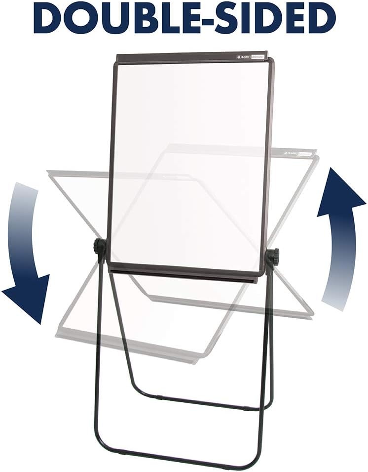 image:imageQuartet Easel Heavy Duty 70 High Adjustable 26 x 34 Whiteboard Reversible Flip Chart Holder Unimate Total Erase Black Frame 100TE