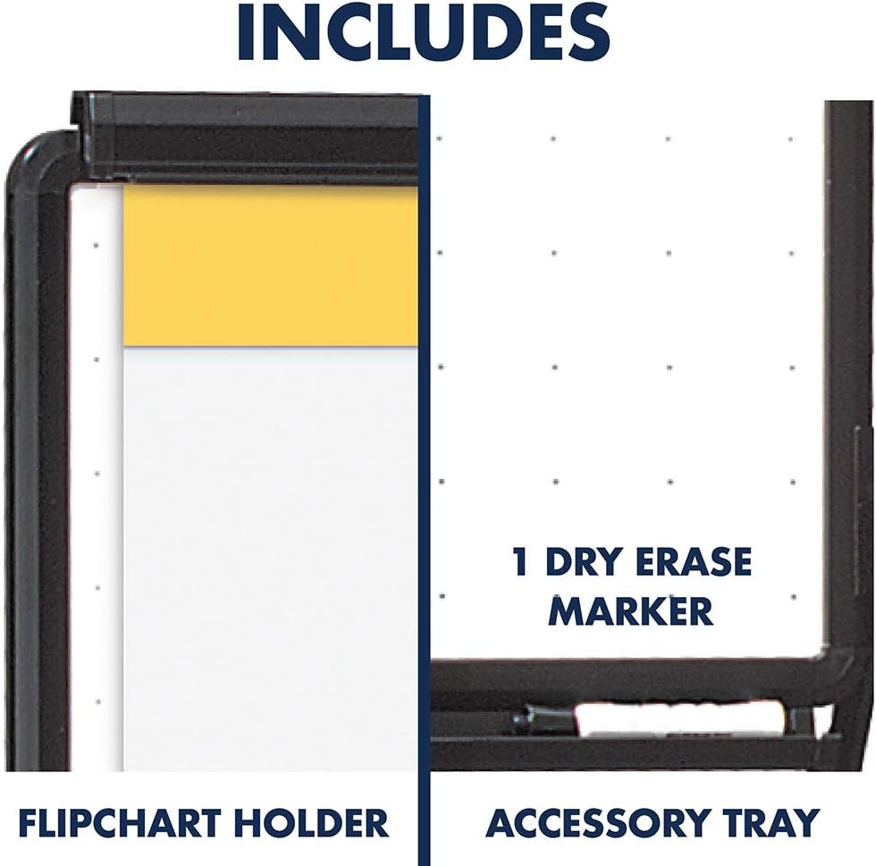 image:imageQuartet Easel Heavy Duty 70 High Adjustable 26 x 34 Whiteboard Reversible Flip Chart Holder Unimate Total Erase Black Frame 100TE
