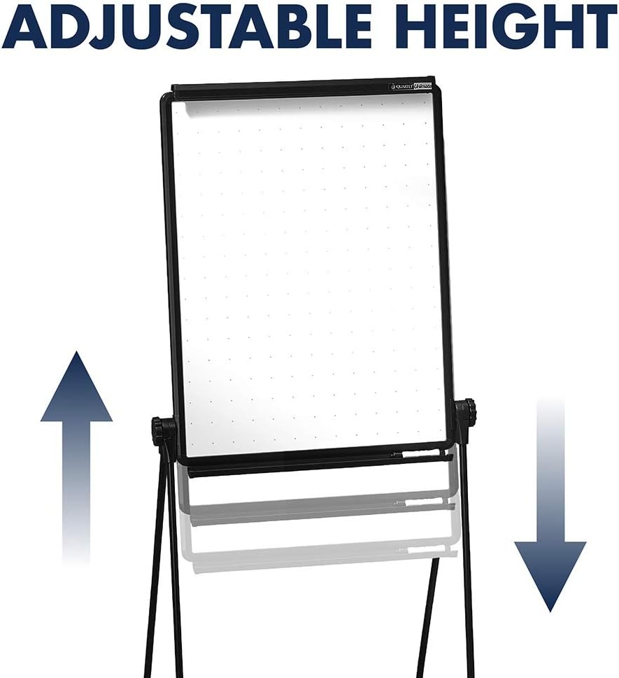 image:imageQuartet Easel Heavy Duty 70 High Adjustable 26 x 34 Whiteboard Reversible Flip Chart Holder Unimate Total Erase Black Frame 100TE