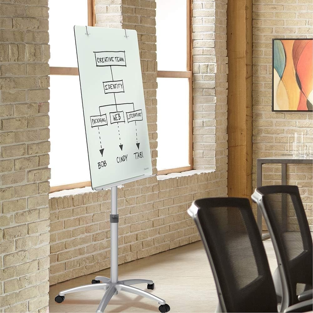 image:imageQuartet Easel Magnetic Glass Whiteboard 4 x 3 Reversible Portable Flip Chart Holder Infinity ECM43G36W x 67H