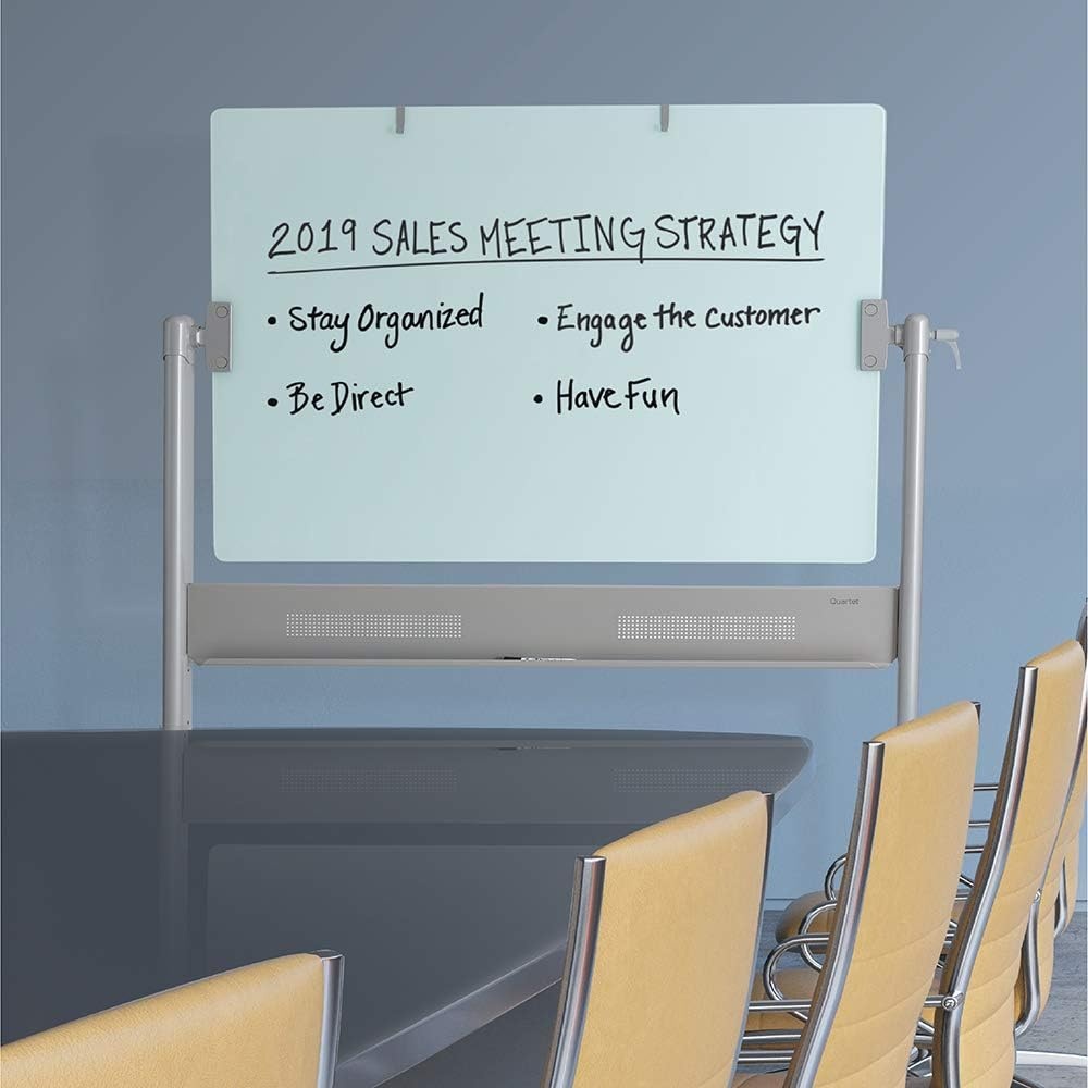 image:imageQuartet Easel Magnetic Glass Whiteboard 4 x 3 Reversible Portable Flip Chart Holder Infinity ECM43G48W x 36H