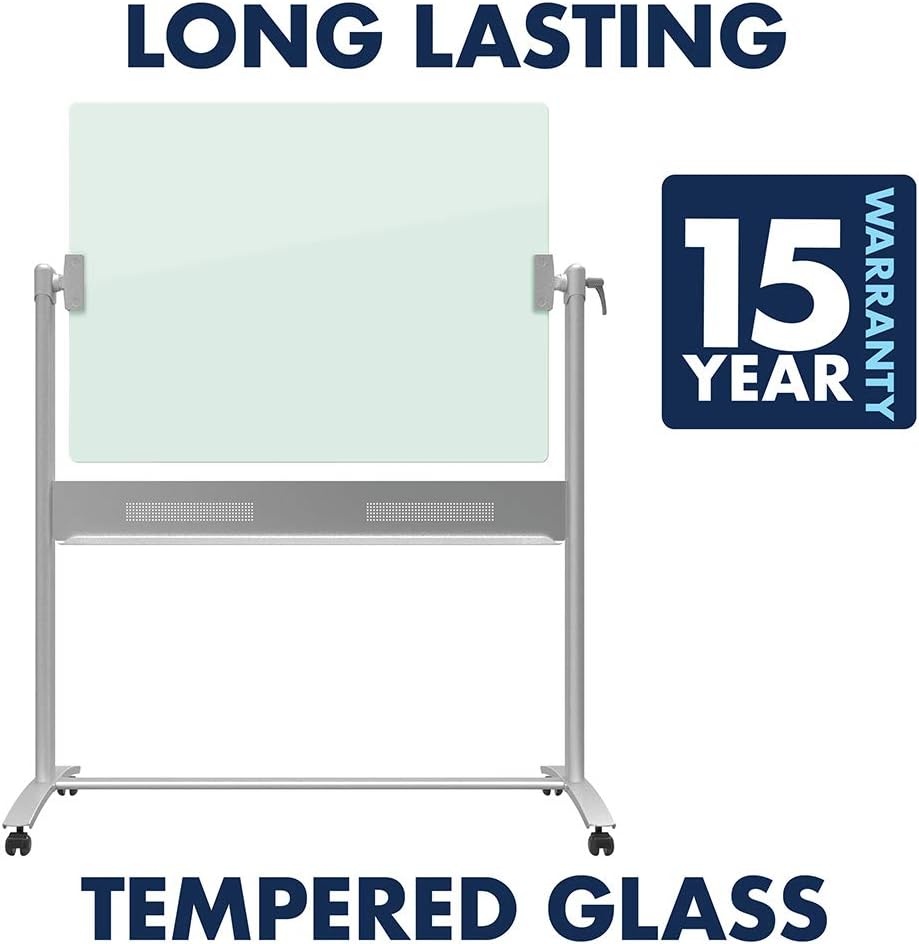 image:imageQuartet Easel Magnetic Glass Whiteboard 4 x 3 Reversible Portable Flip Chart Holder Infinity ECM43G48W x 36H