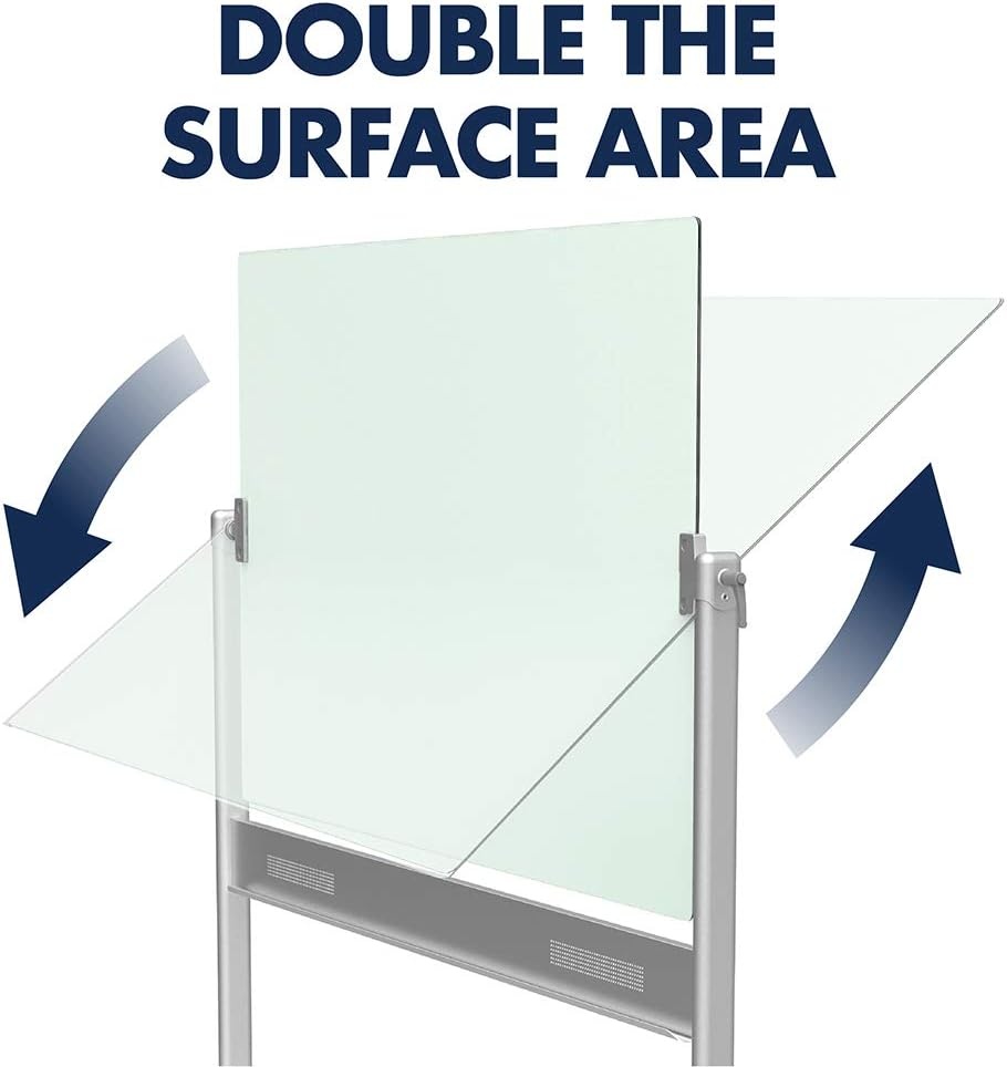 image:imageQuartet Easel Magnetic Glass Whiteboard 4 x 3 Reversible Portable Flip Chart Holder Infinity ECM43G48W x 36H