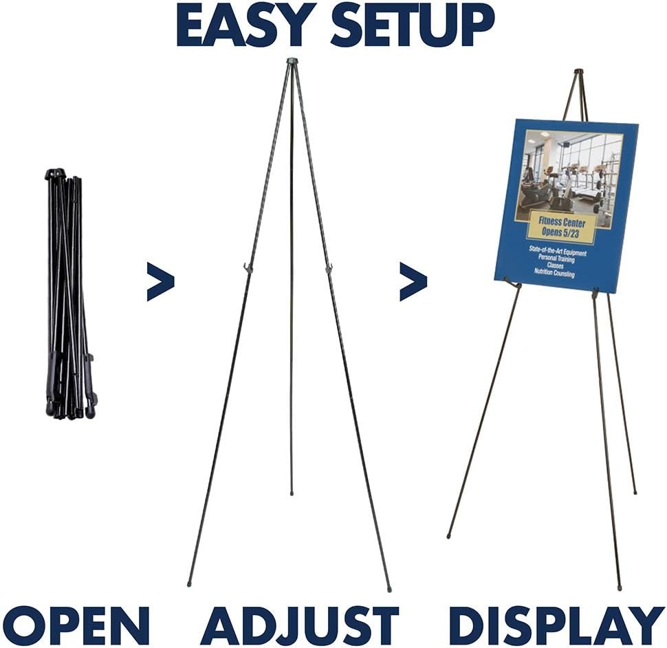 image:imageQuartet Easel Stand 63 High Adjustable Telescoping Tripod Display for Office School and Home Lightweight Black 29E1 Count Pack of 12