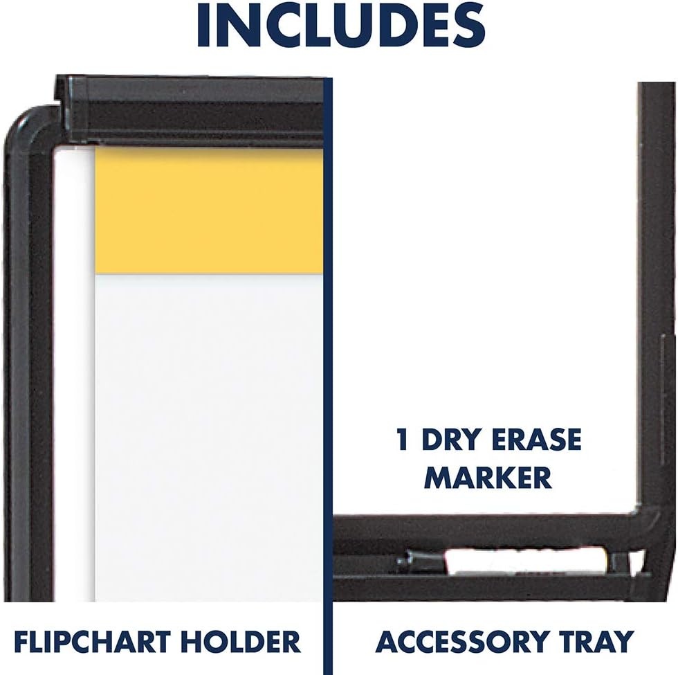 image:imageQuartet Easel Standard 70 High Adjustable 27 x 34 Whiteboard Reversible Flip Chart Holder Ultima Black Frame 101EL