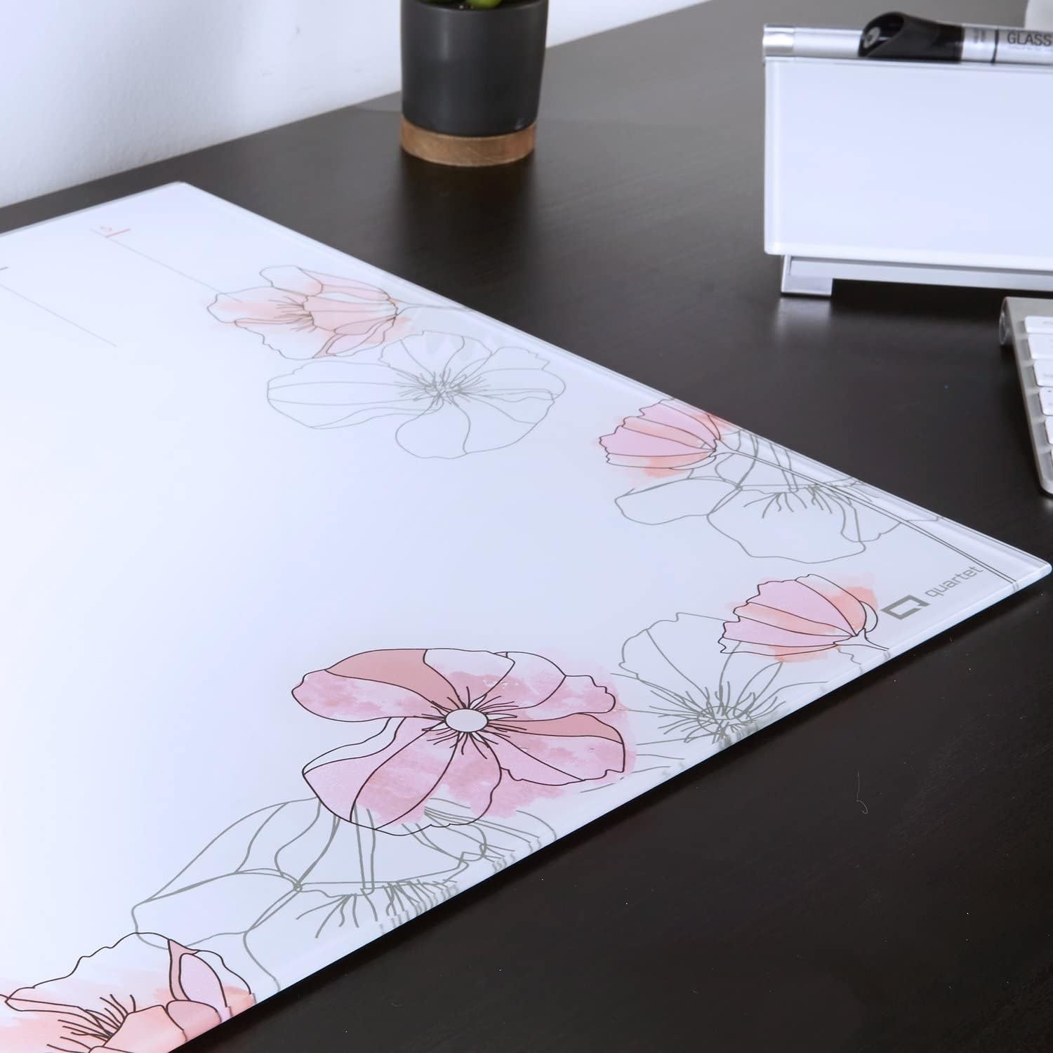image:imageQuartet Glass Desktop Weekly Planner 17 x 22 Whiteboard Dry Erase Surface Clean Erase Includes 1 Dry Erase Marker White GDP2217WWeekly Planner Floral