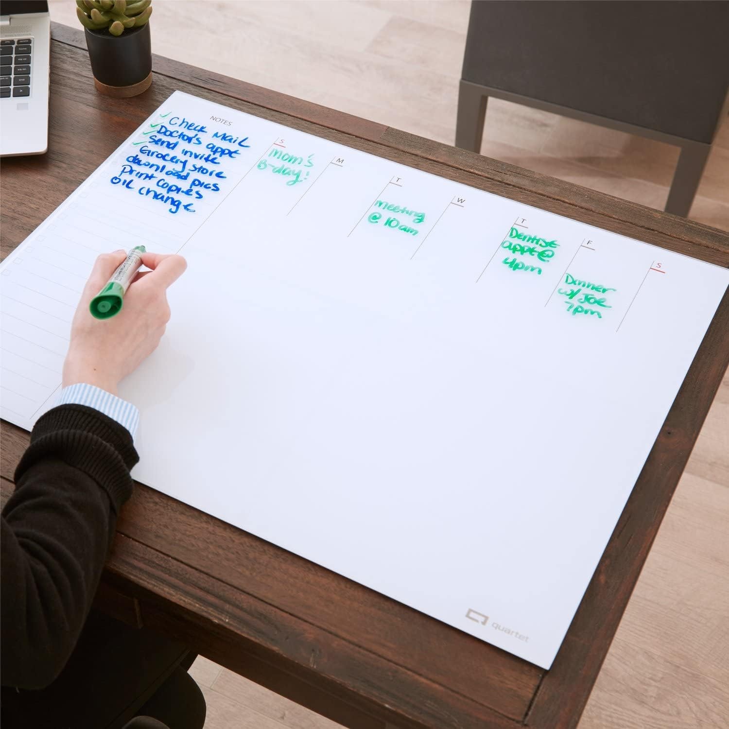 image:imageQuartet Glass Desktop Weekly Planner 17 x 22 Whiteboard Dry Erase Surface Clean Erase Includes 1 Dry Erase Marker White GDP2217WWeekly Planner White