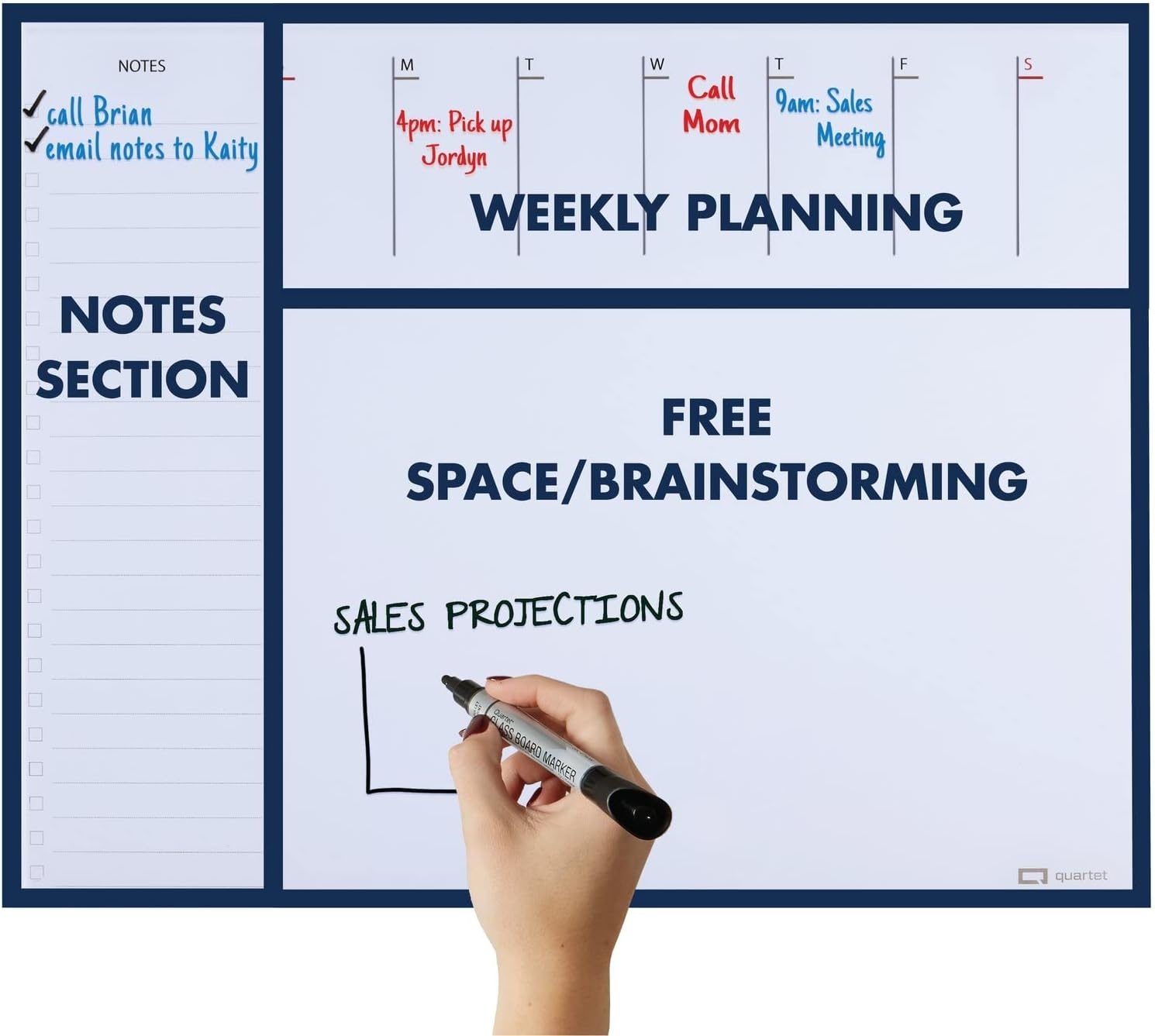 image:imageQuartet Glass Desktop Weekly Planner 17 x 22 Whiteboard Dry Erase Surface Clean Erase Includes 1 Dry Erase Marker White GDP2217WWeekly Planner White