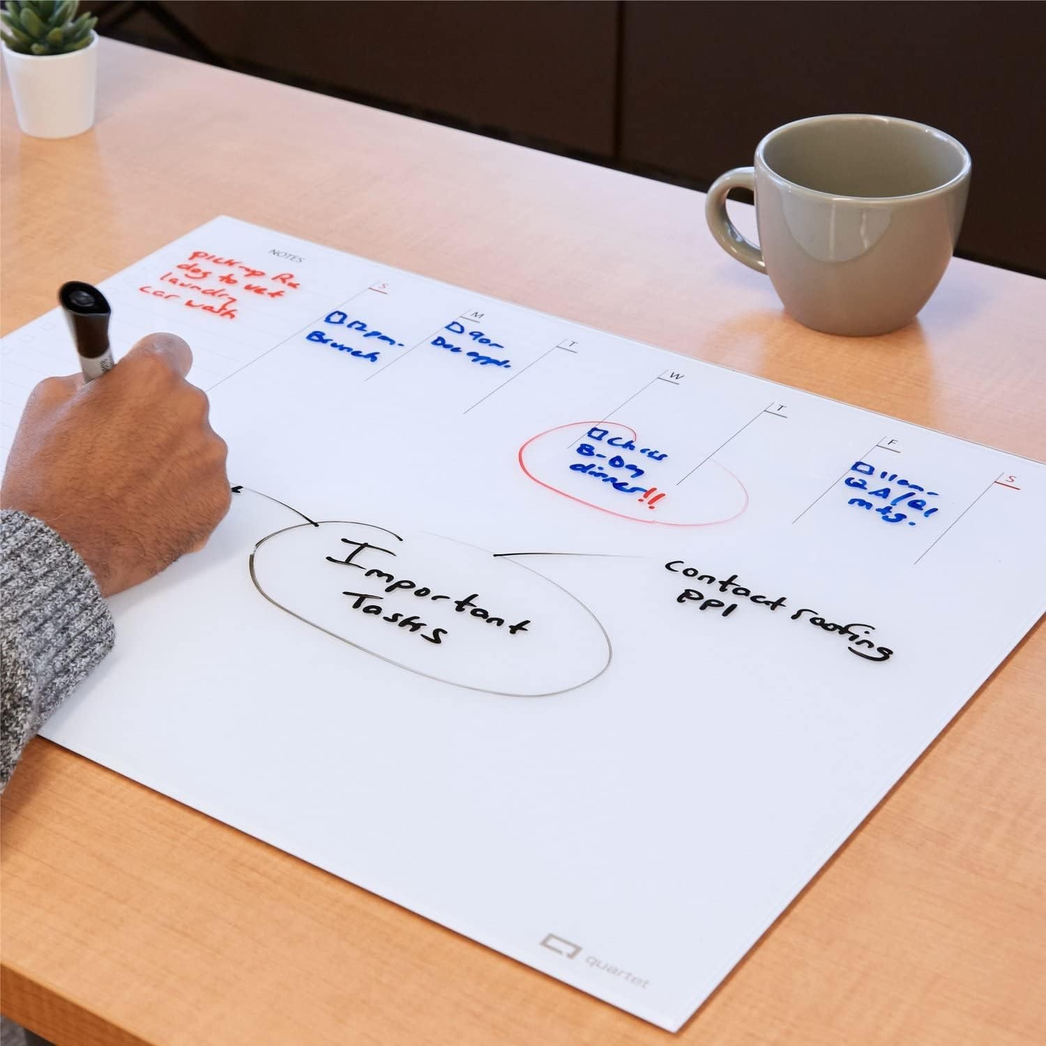 image:imageQuartet Glass Desktop Weekly Planner 17 x 22 Whiteboard Dry Erase Surface Clean Erase Includes 1 Dry Erase Marker White GDP2217WWeekly Planner White