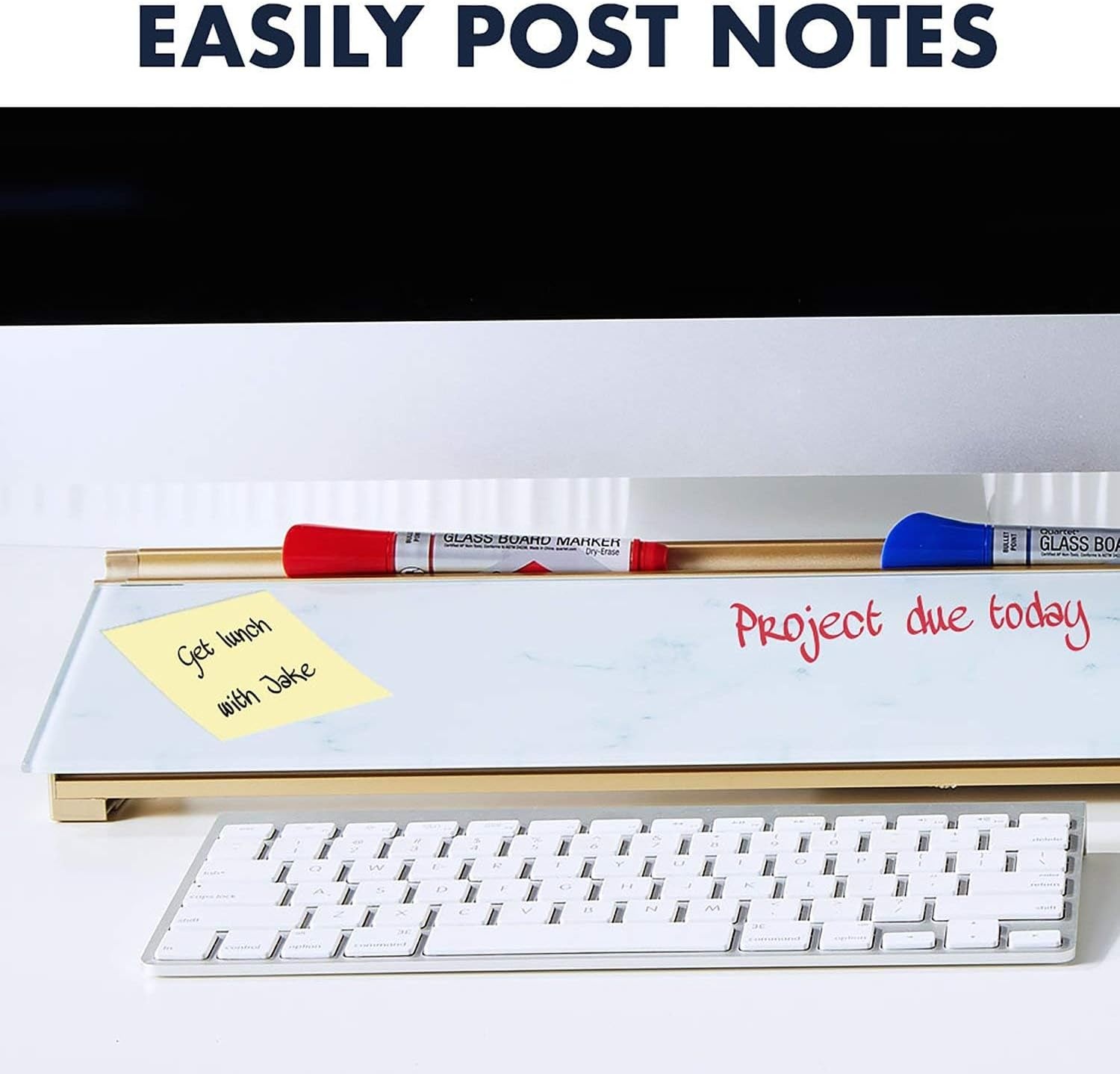image:imageQuartet Glass Dry Erase White Board Desktop Computer Pad for Notetaking 18 x 6 Whiteboard Clean Erase Surface with Storage 1 Dry Erase Marker White Surface GDP186Marble