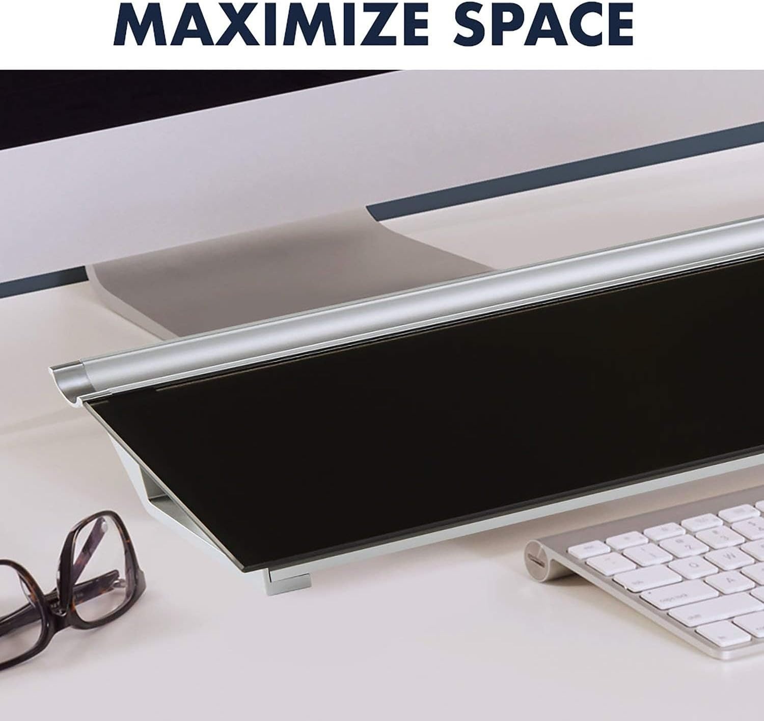 image:imageQuartet Glass Dry Erase White Board Desktop Computer Pad for Notetaking 18 x 6 Whiteboard Clean Erase Surface with Storage 1 Dry Erase Marker White Surface GDP186Black