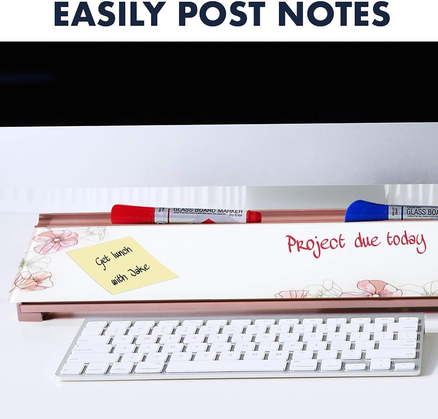 image:imageQuartet Glass Dry Erase White Board Desktop Computer Pad for Notetaking 18 x 6 Whiteboard Clean Erase Surface with Storage 1 Dry Erase Marker White Surface GDP186Floral