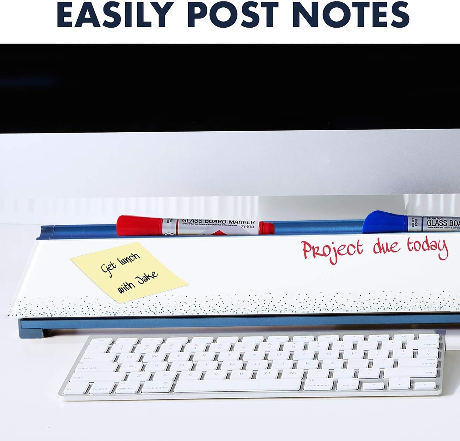 image:imageQuartet Glass Dry Erase White Board Desktop Computer Pad for Notetaking 18 x 6 Whiteboard Clean Erase Surface with Storage 1 Dry Erase Marker White Surface GDP186Dot