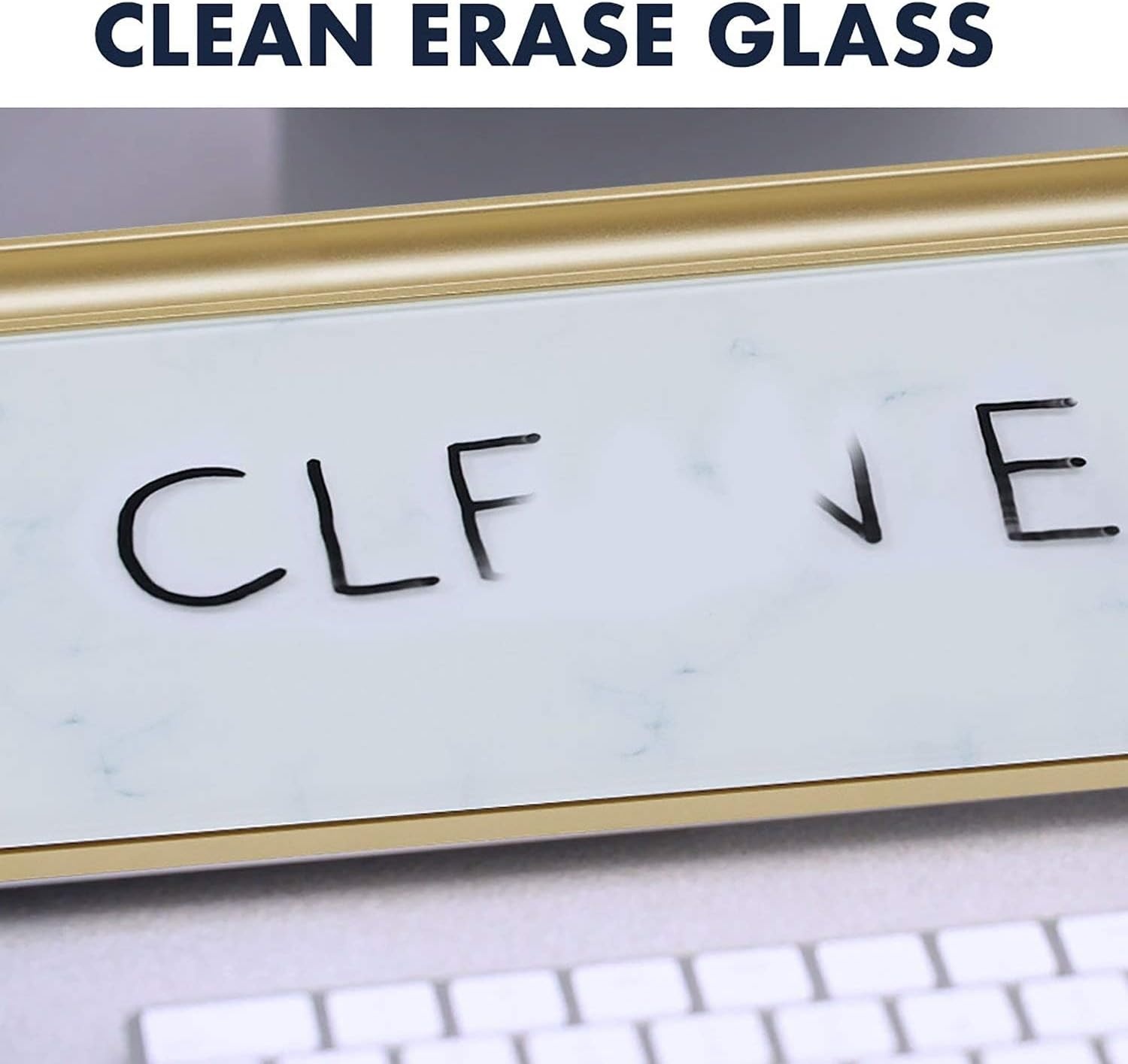 image:imageQuartet Glass Dry Erase White Board Desktop Computer Pad for Notetaking 18 x 6 Whiteboard Clean Erase Surface with Storage 1 Dry Erase Marker White Surface GDP186Marble