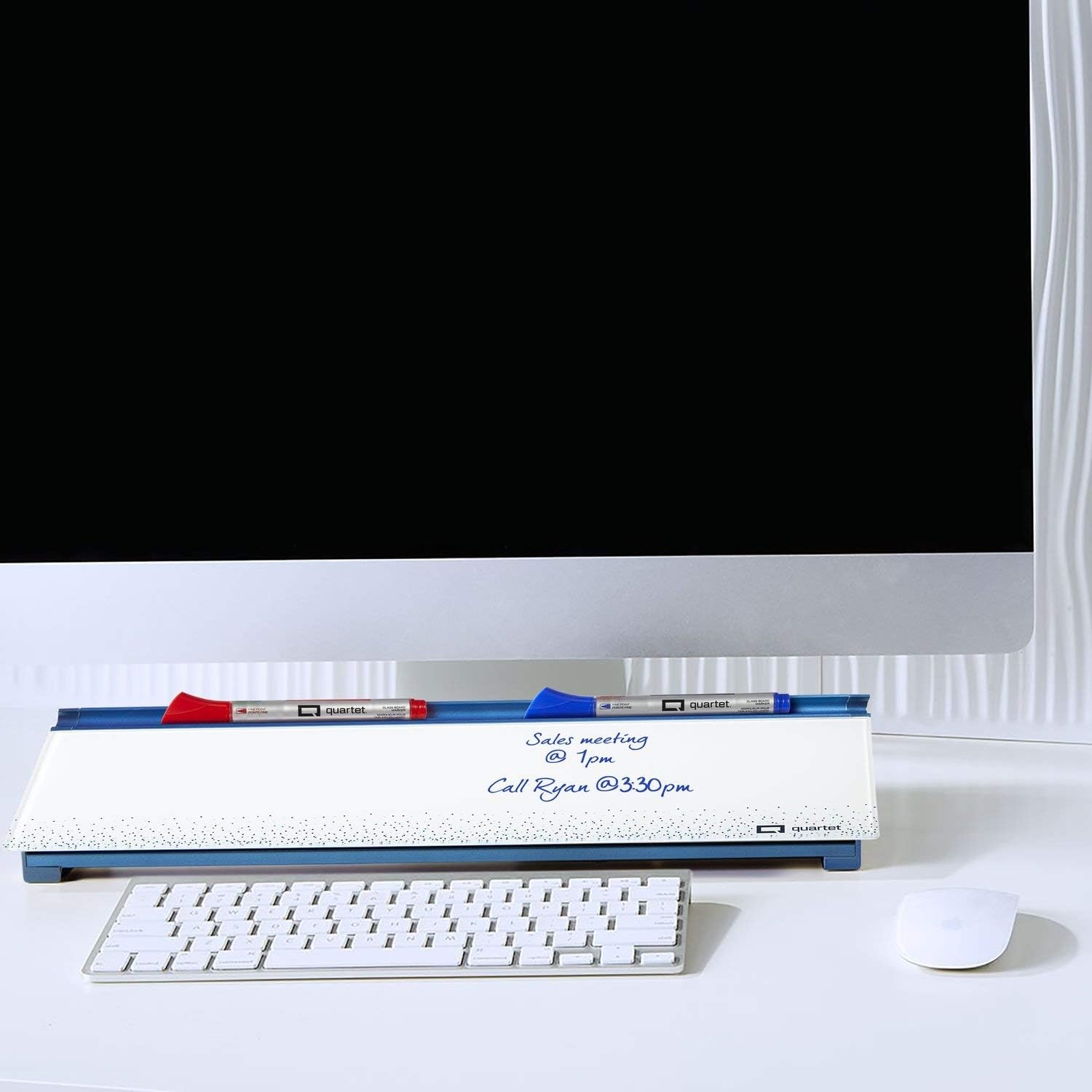 image:imageQuartet Glass Dry Erase White Board Desktop Computer Pad for Notetaking 18 x 6 Whiteboard Clean Erase Surface with Storage 1 Dry Erase Marker White Surface GDP186Dot