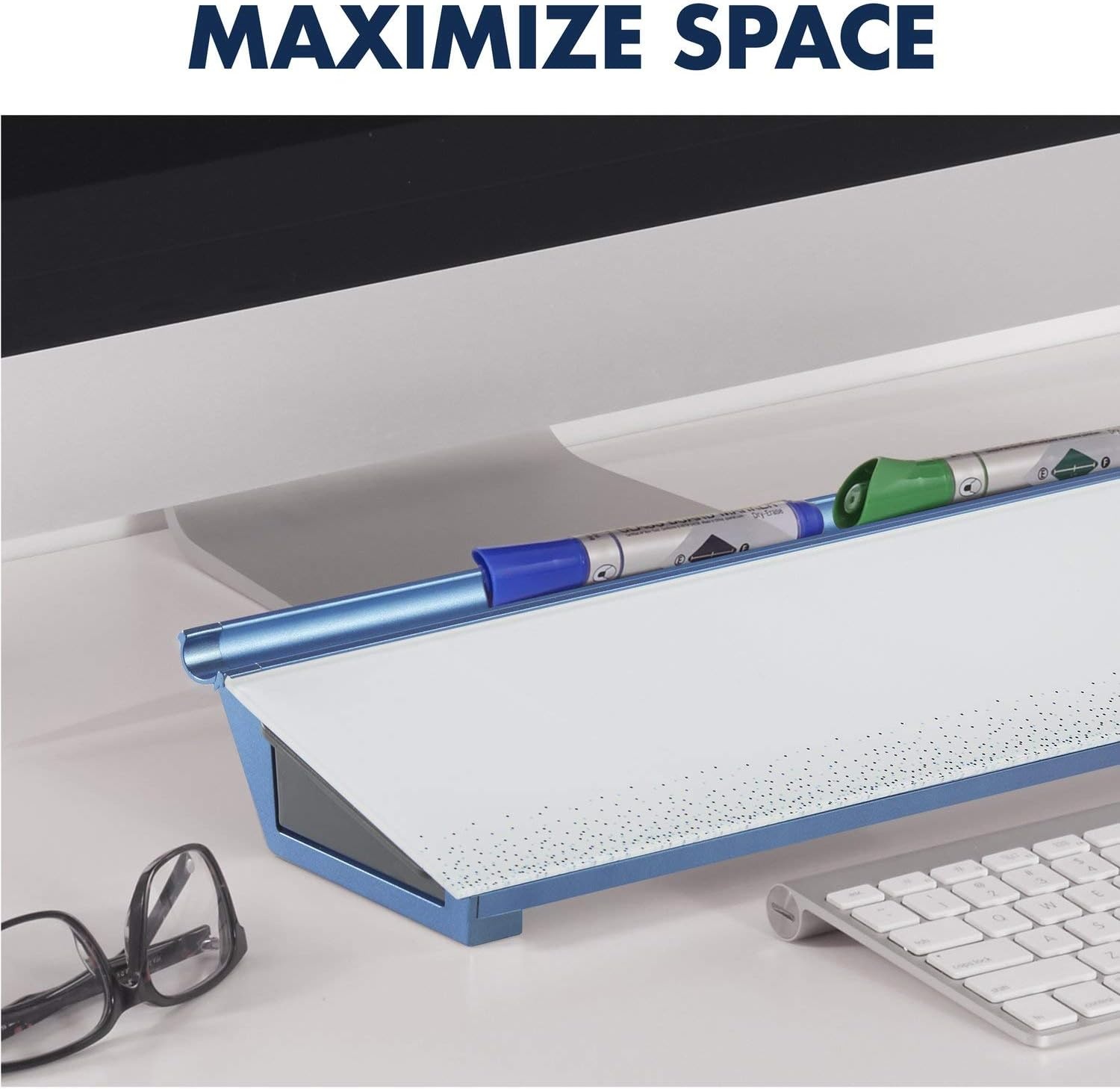 image:imageQuartet Glass Dry Erase White Board Desktop Computer Pad for Notetaking 18 x 6 Whiteboard Clean Erase Surface with Storage 1 Dry Erase Marker White Surface GDP186Dot