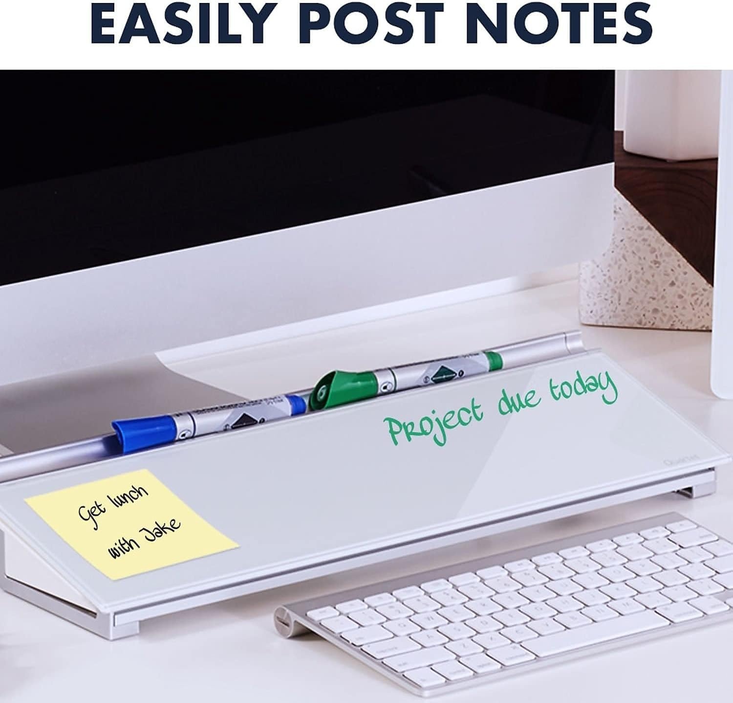 image:imageQuartet Glass Dry Erase White Board Desktop Computer Pad for Notetaking 18 x 6 Whiteboard Clean Erase Surface with Storage 1 Dry Erase Marker White Surface GDP186White