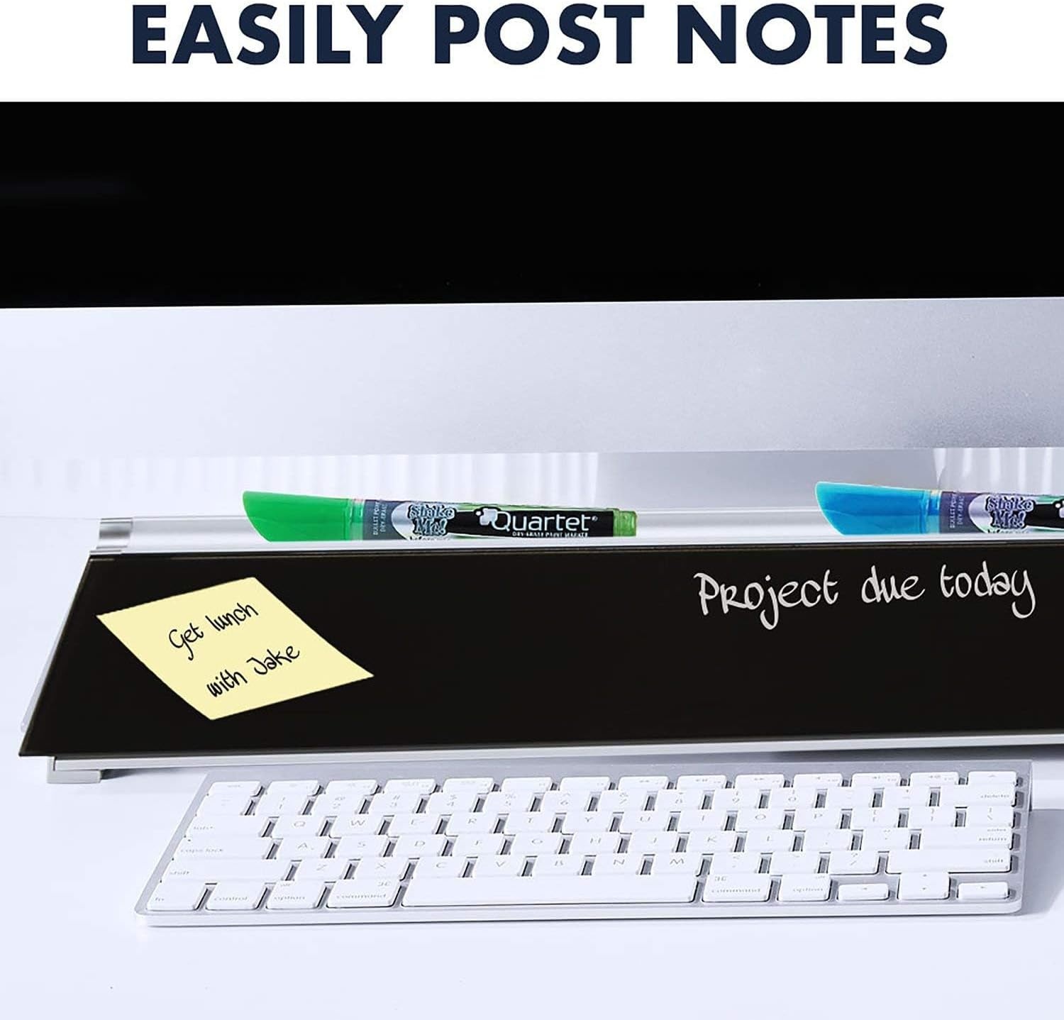 image:imageQuartet Glass Dry Erase White Board Desktop Computer Pad for Notetaking 18 x 6 Whiteboard Clean Erase Surface with Storage 1 Dry Erase Marker White Surface GDP186Black