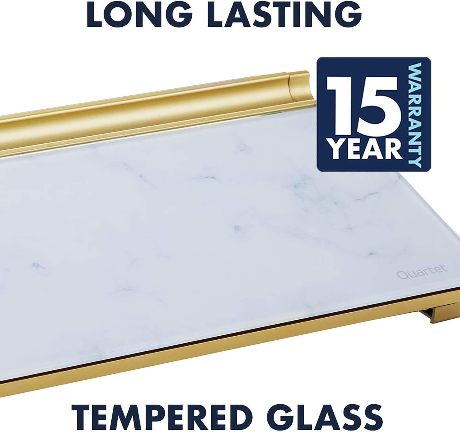 image:imageQuartet Glass Dry Erase White Board Desktop Computer Pad for Notetaking 18 x 6 Whiteboard Clean Erase Surface with Storage 1 Dry Erase Marker White Surface GDP186Marble