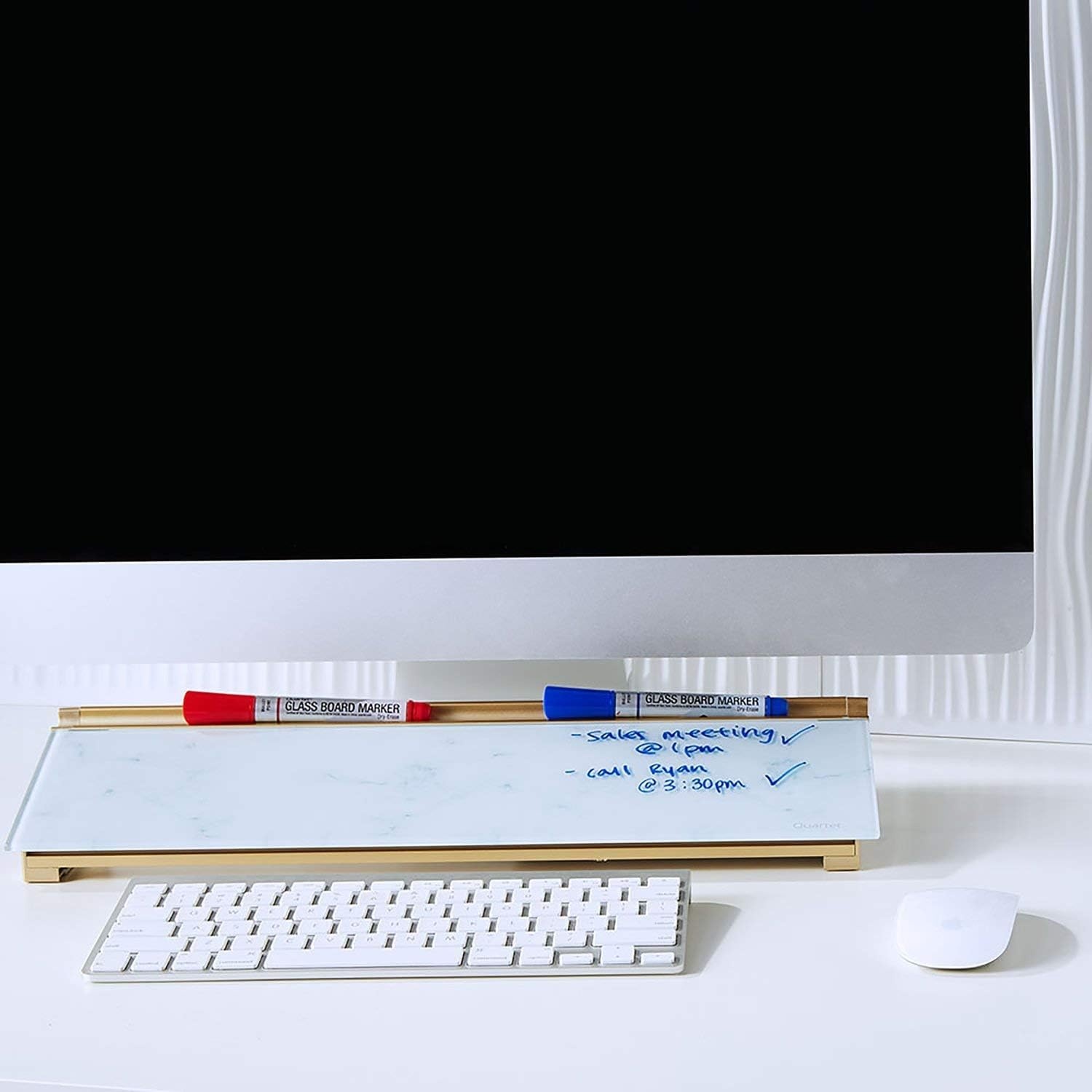 image:imageQuartet Glass Dry Erase White Board Desktop Computer Pad for Notetaking 18 x 6 Whiteboard Clean Erase Surface with Storage 1 Dry Erase Marker White Surface GDP186Marble