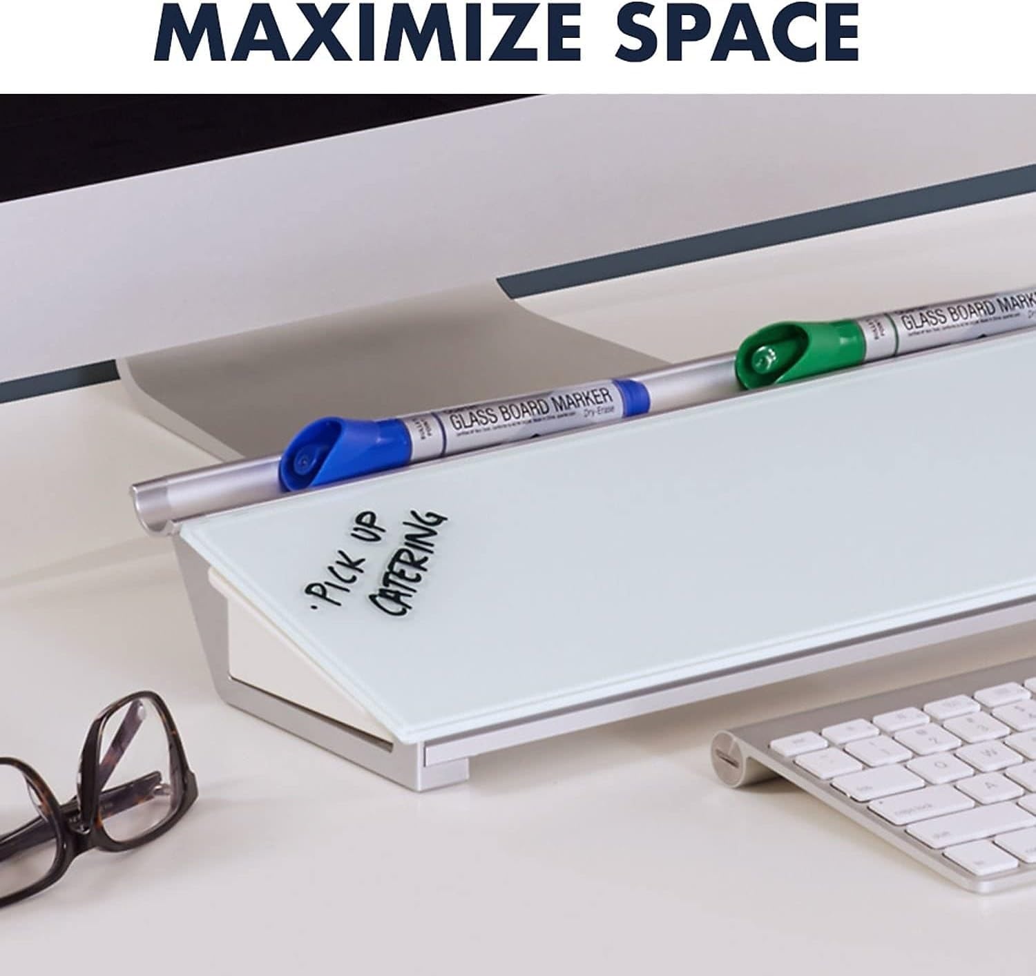 image:imageQuartet Glass Dry Erase White Board Desktop Computer Pad for Notetaking 18 x 6 Whiteboard Clean Erase Surface with Storage 1 Dry Erase Marker White Surface GDP186White