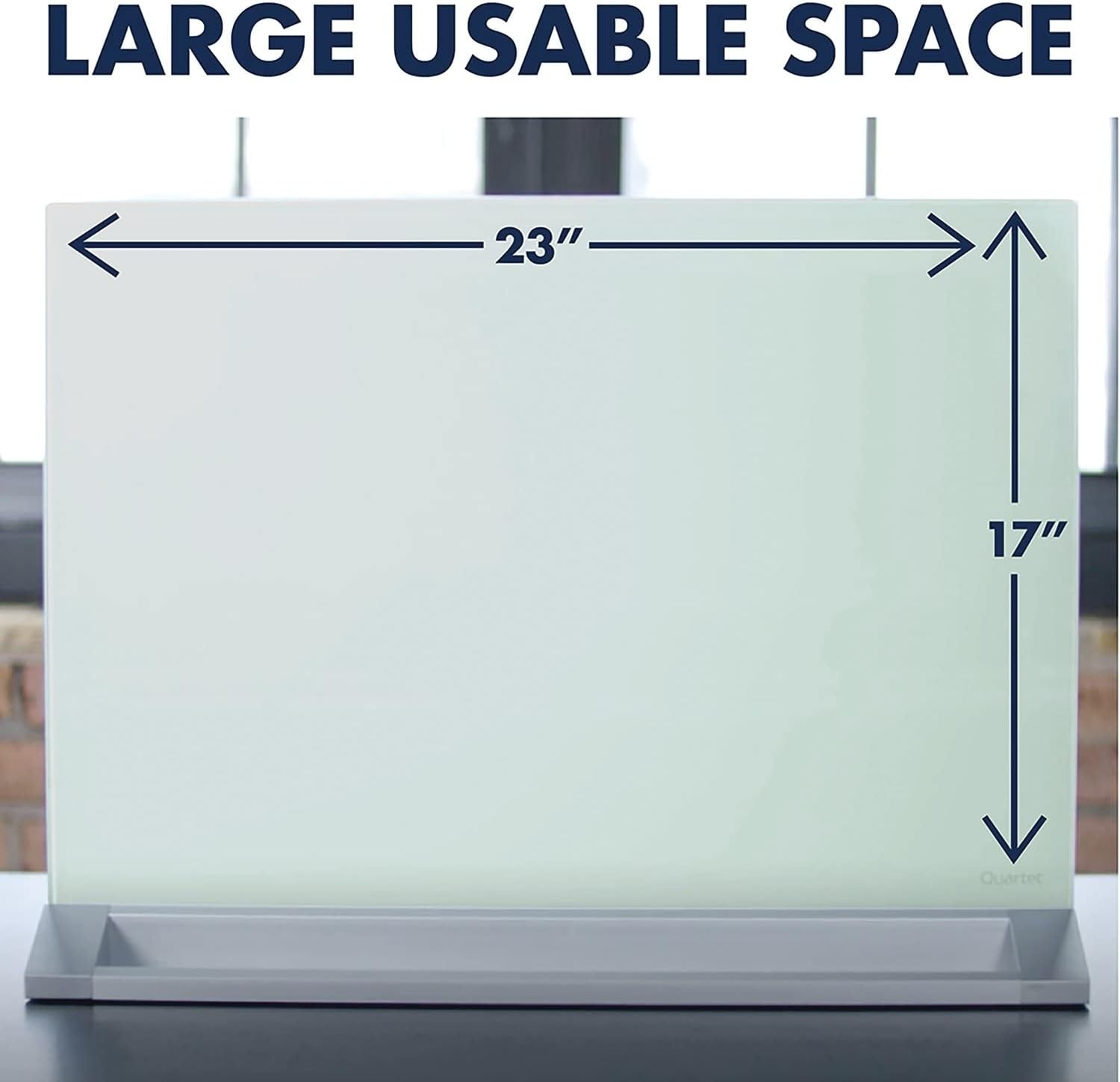 image:imageQuartet Glass Whiteboard Desktop Panel Magnetic 17 x 23 Dry Erase Surface Includes Accessory Trays 1 Marker and 2 HighPower Magnets White GDP1723W