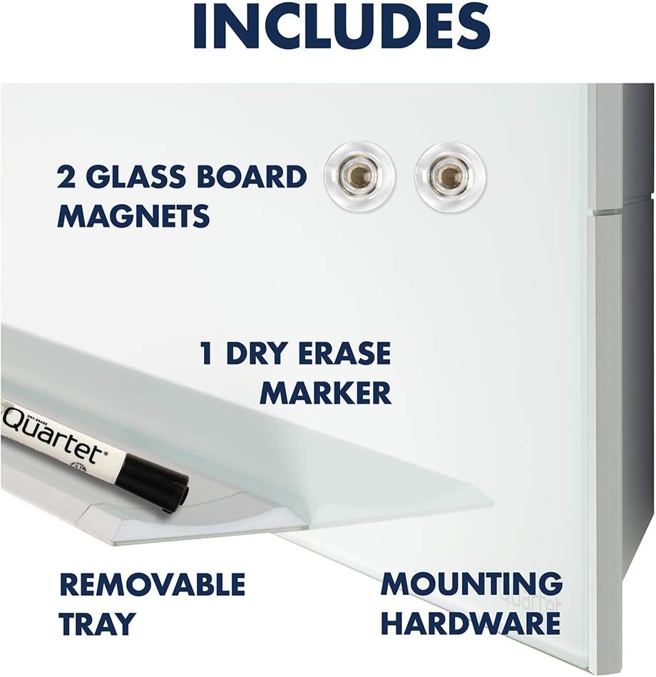 image:imageQuartet Glass Whiteboard Magnetic Dry Erase White Board 50 x 28 Wide Format Aluminum Frame Element G5028E28W x 50H