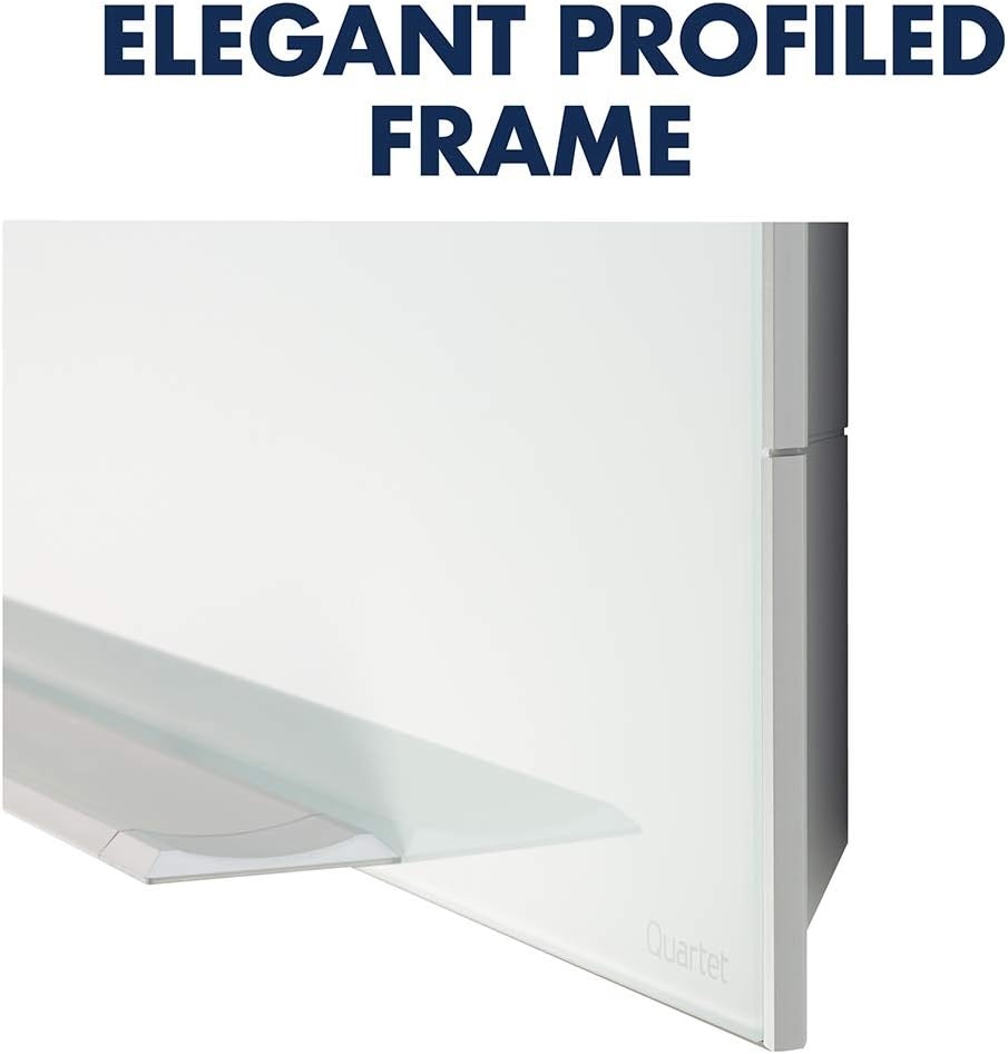 image:imageQuartet Glass Whiteboard Magnetic Dry Erase White Board 50 x 28 Wide Format with Invisible Mount Black Aluminum Frame Evoque G5028BAElegant Frame