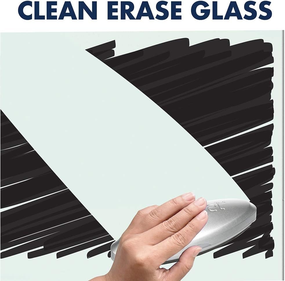 image:imageQuartet Glass Whiteboard Magnetic Dry Erase White Board 50 x 28 Wide Format with Invisible Mount Black Aluminum Frame Evoque G5028BAElegant Frame