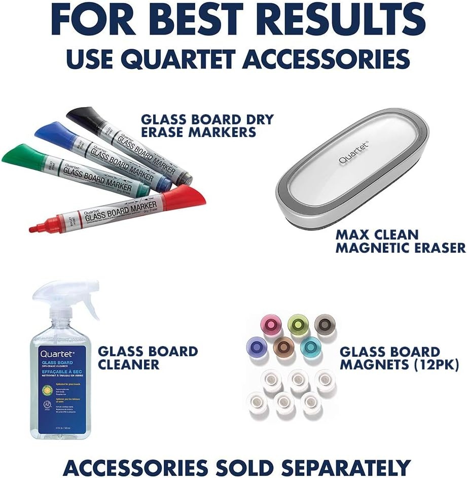 image:imageQuartet Glass Whiteboard Magnetic Dry Erase White Board 50 x 28 Wide Format with Invisible Mount Black Aluminum Frame Evoque G5028BAElegant Frame